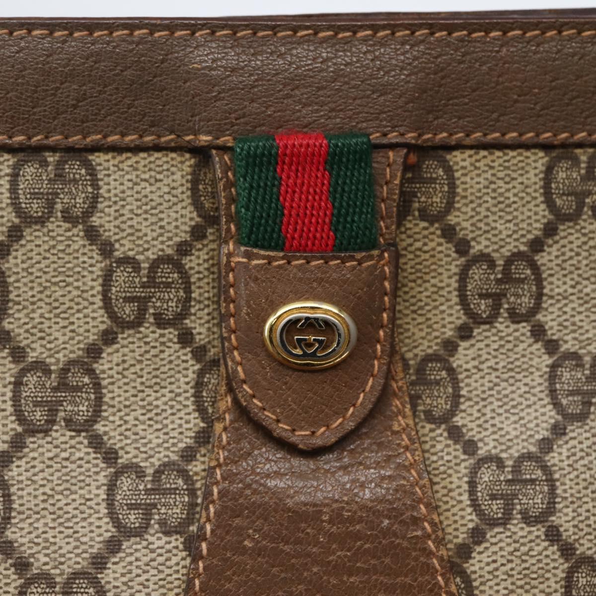 GUCCI GG Supreme Web Sherry Line Clutch Bag PVC Beige Gold 89 01 032 Auth 143928