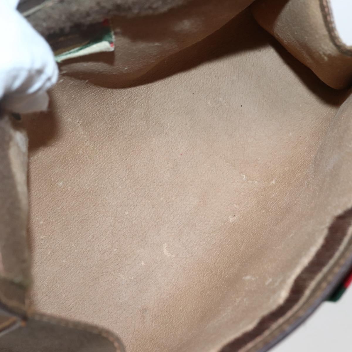 GUCCI GG Supreme Web Sherry Line Clutch Bag PVC Beige Gold 89 01 032 Auth 143928