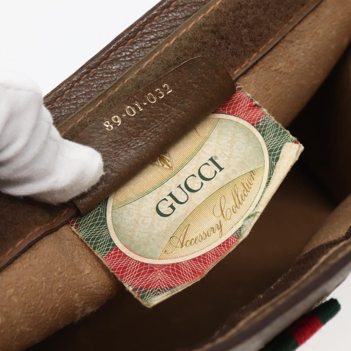 GUCCI GG Supreme Web Sherry Line Clutch Bag PVC Beige Gold 89 01 032 Auth 143928