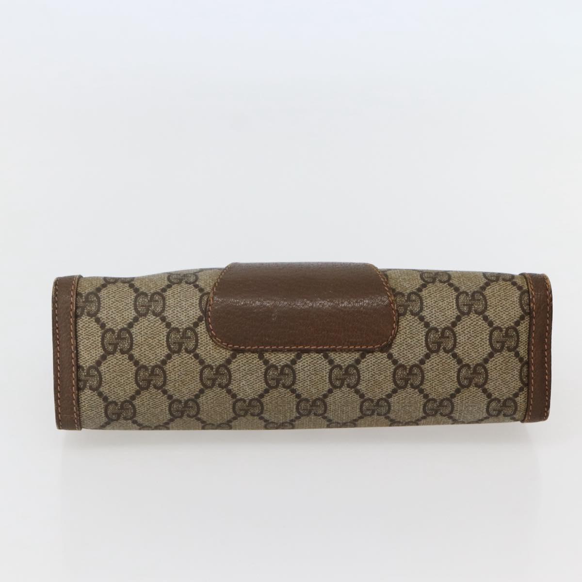 GUCCI GG Supreme Web Sherry Line Clutch Bag PVC Beige Gold 89 01 032 Auth 143928