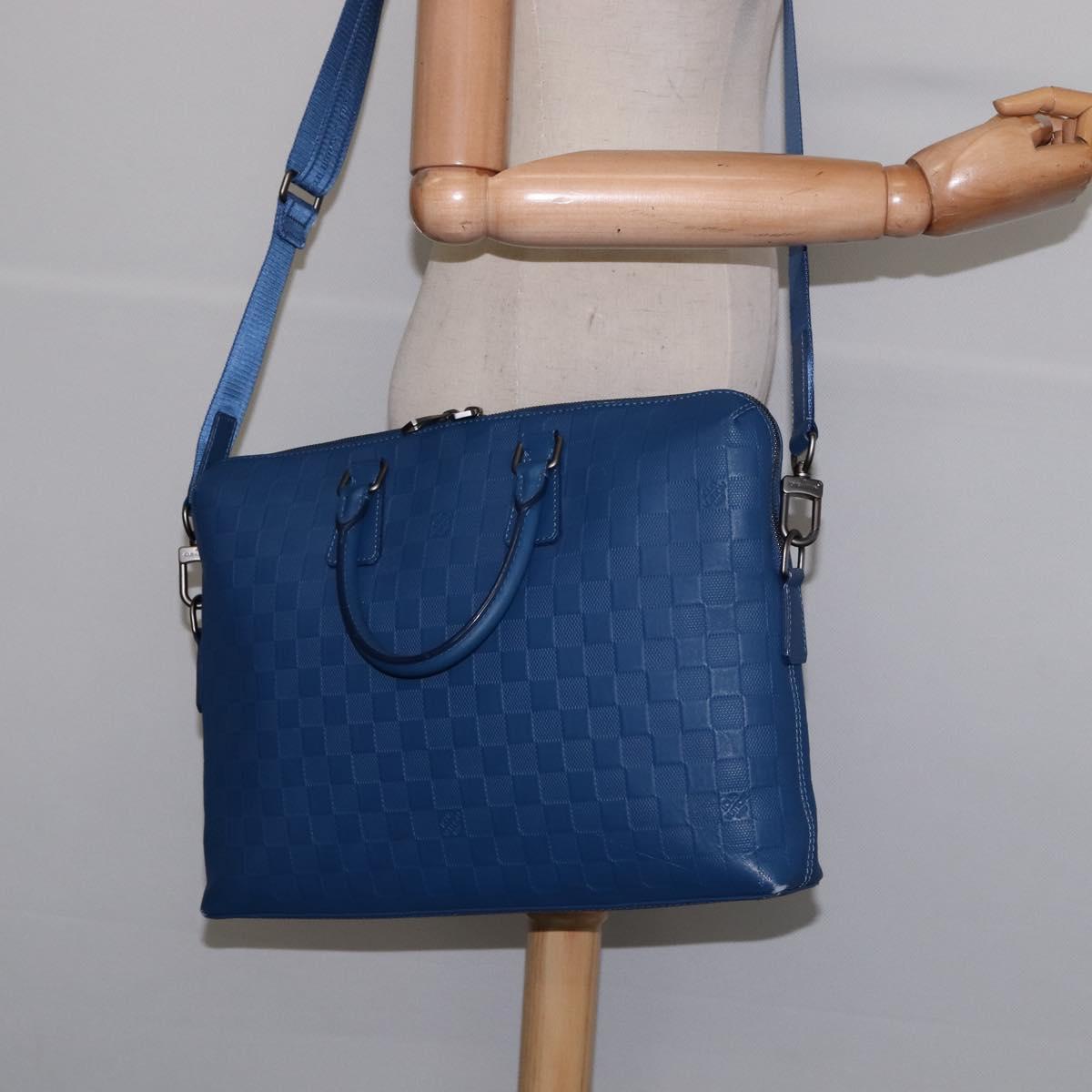 LOUIS VUITTON Damier Infini Porte DocumentsJules Bag Blue N41328 Auth 143959