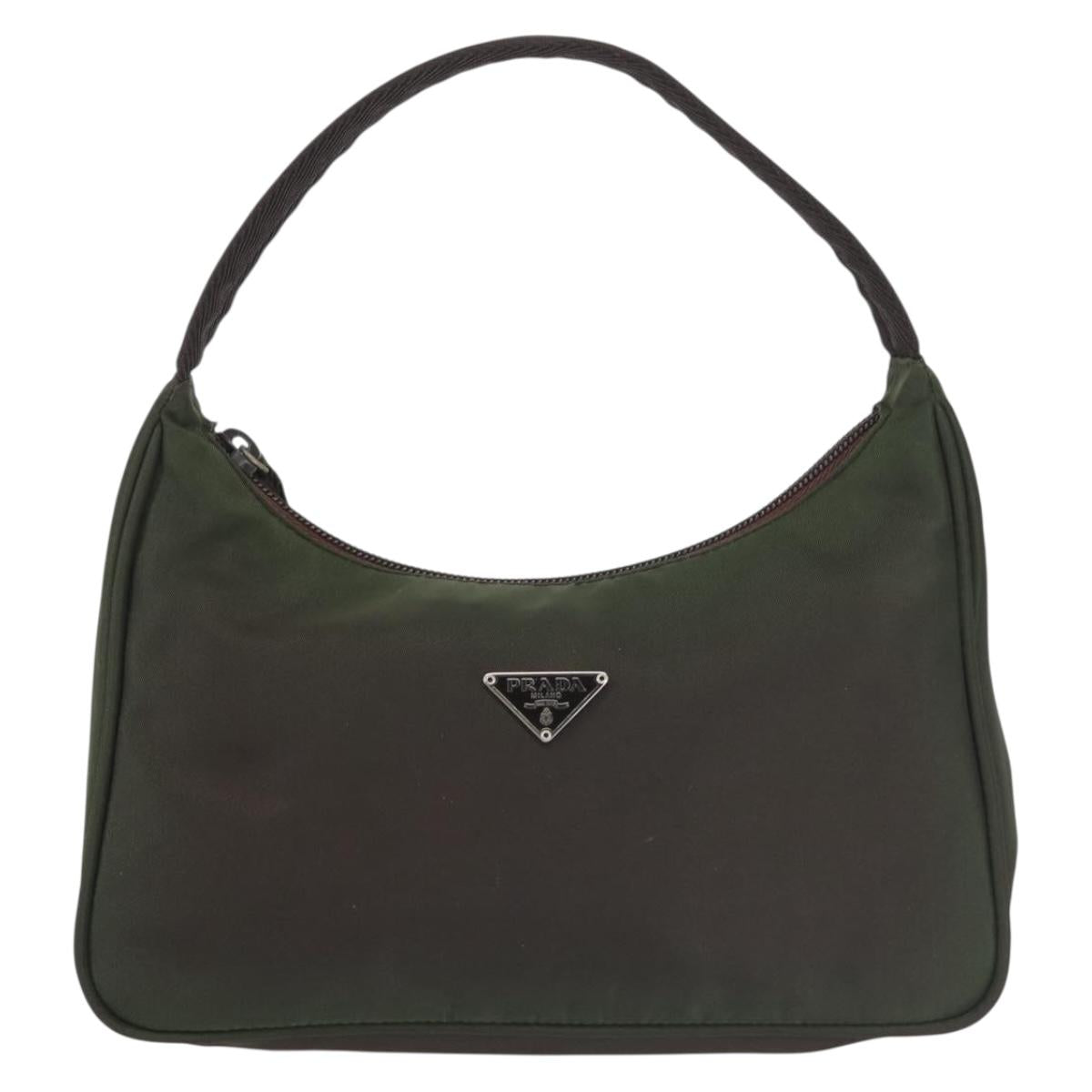 PRADA Hand Bag Nylon Green Auth 143961