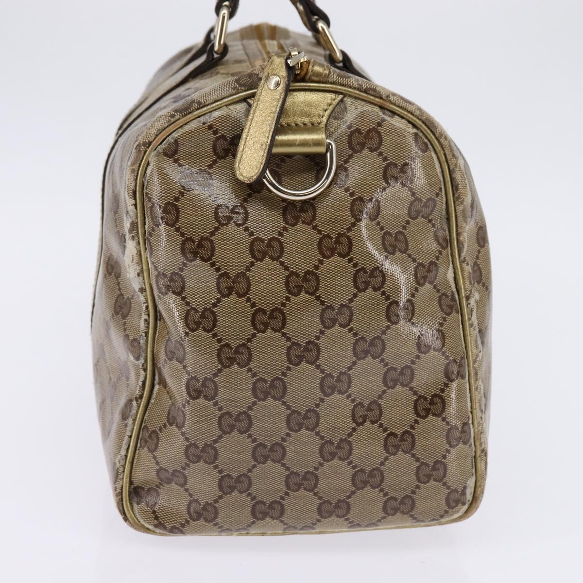GUCCI GG Crystal Boston Bag Coated Canvas Beige Gold 193603 Auth 143964