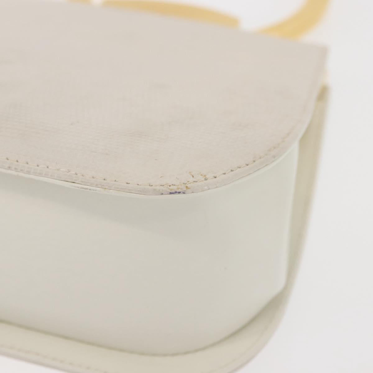 Salvatore Ferragamo Gancini Hand Bag Leather White Gold Auth 143966