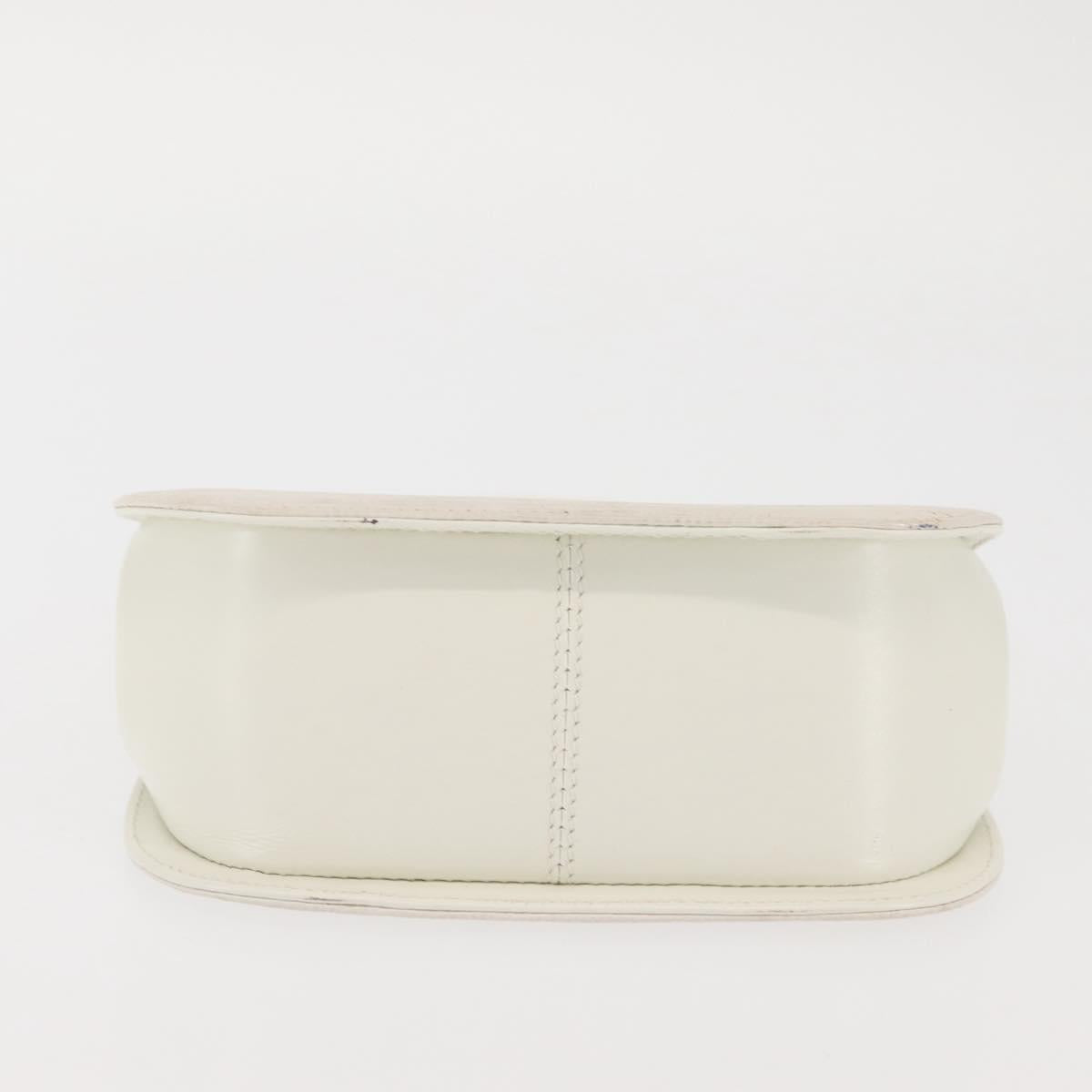 Salvatore Ferragamo Gancini Hand Bag Leather White Gold Auth 143966