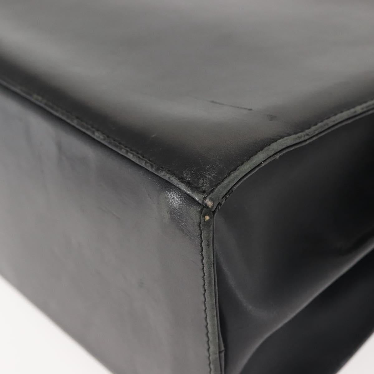 Salvatore Ferragamo Gancini Hand Bag Leather Black Gold Auth 143967