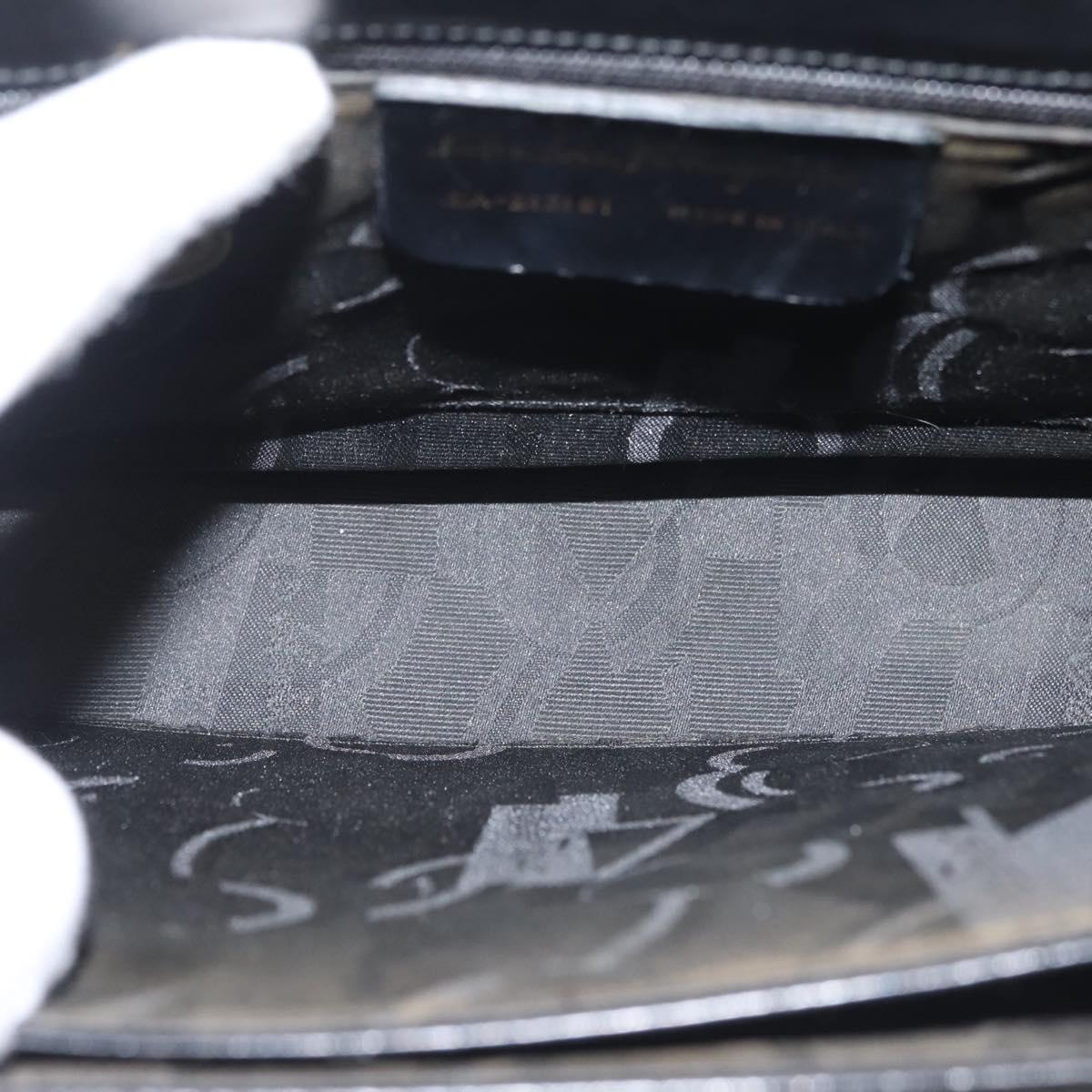 Salvatore Ferragamo Gancini Hand Bag Leather Black Gold Auth 143967