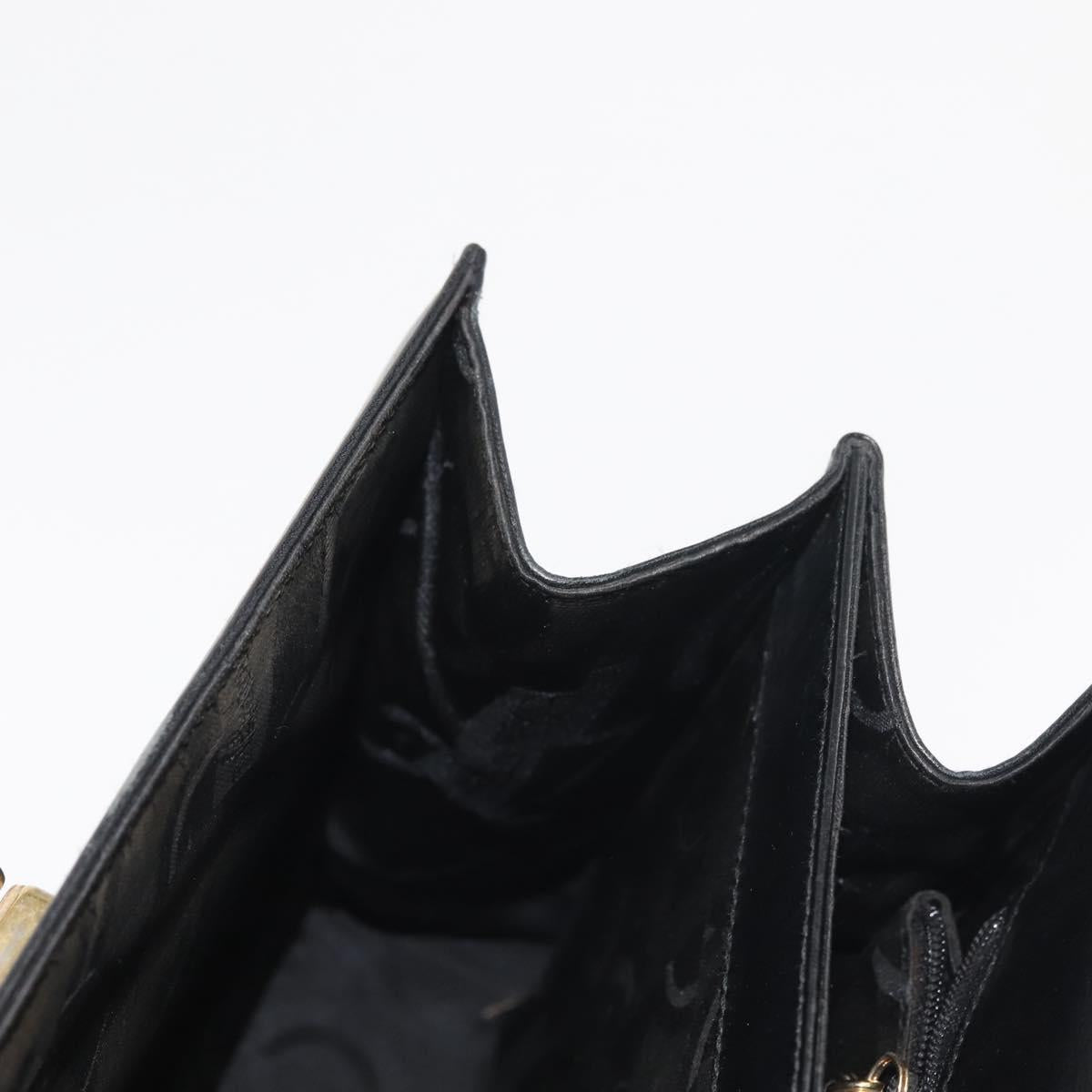 Salvatore Ferragamo Gancini Hand Bag Leather Black Gold Auth 143967