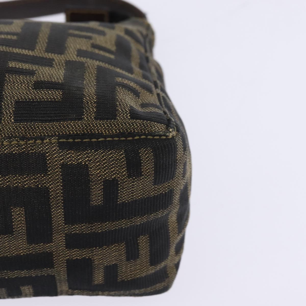 FENDI Zucca Canvas Hand Bag Brown Black gold Auth 143969