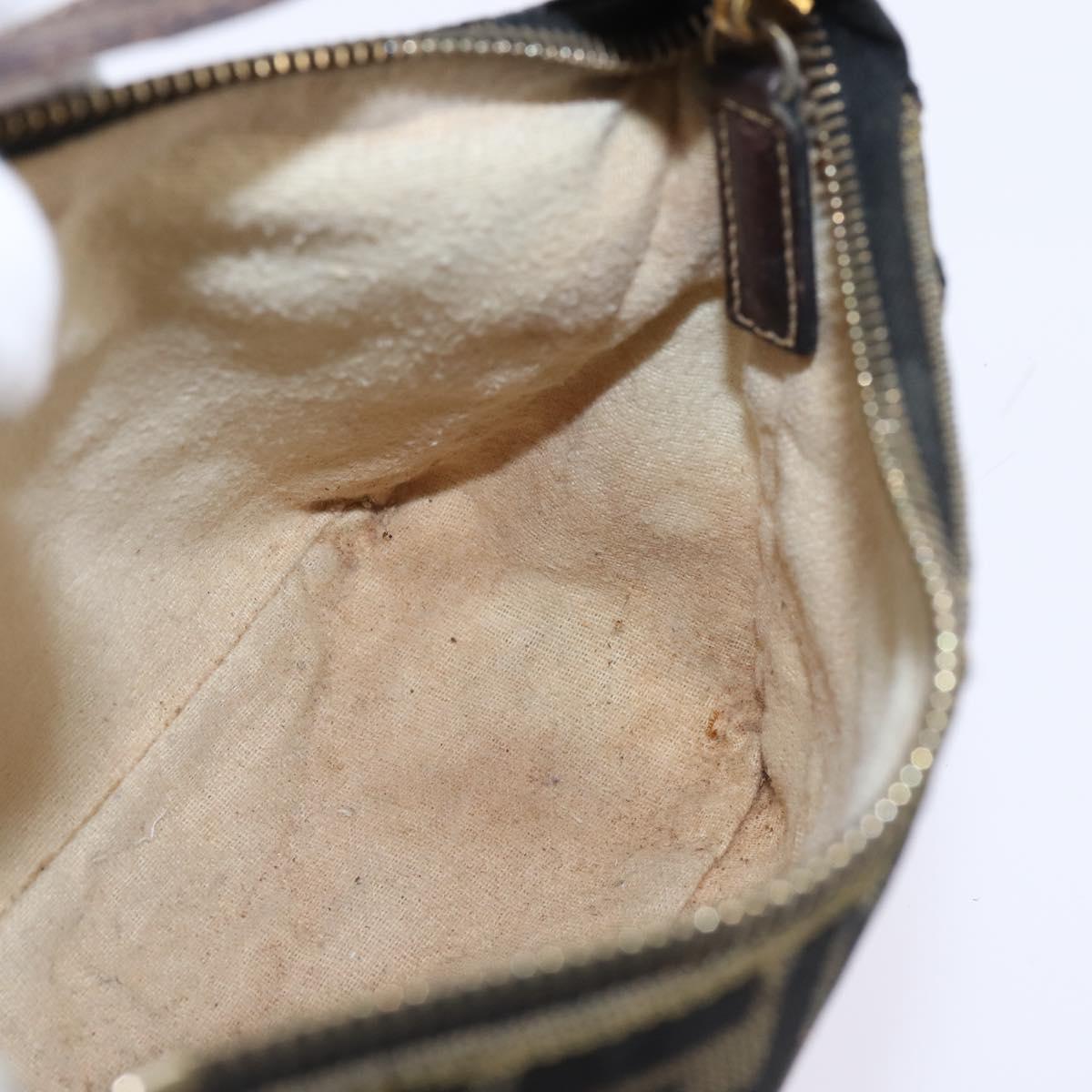 FENDI Zucca Canvas Hand Bag Brown Black gold Auth 143969