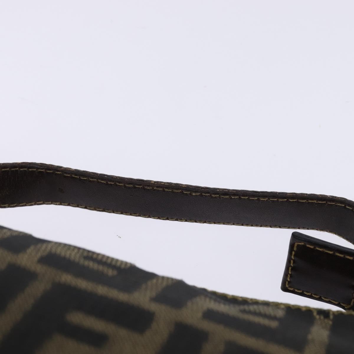 FENDI Zucca Canvas Hand Bag Brown Black gold Auth 143969