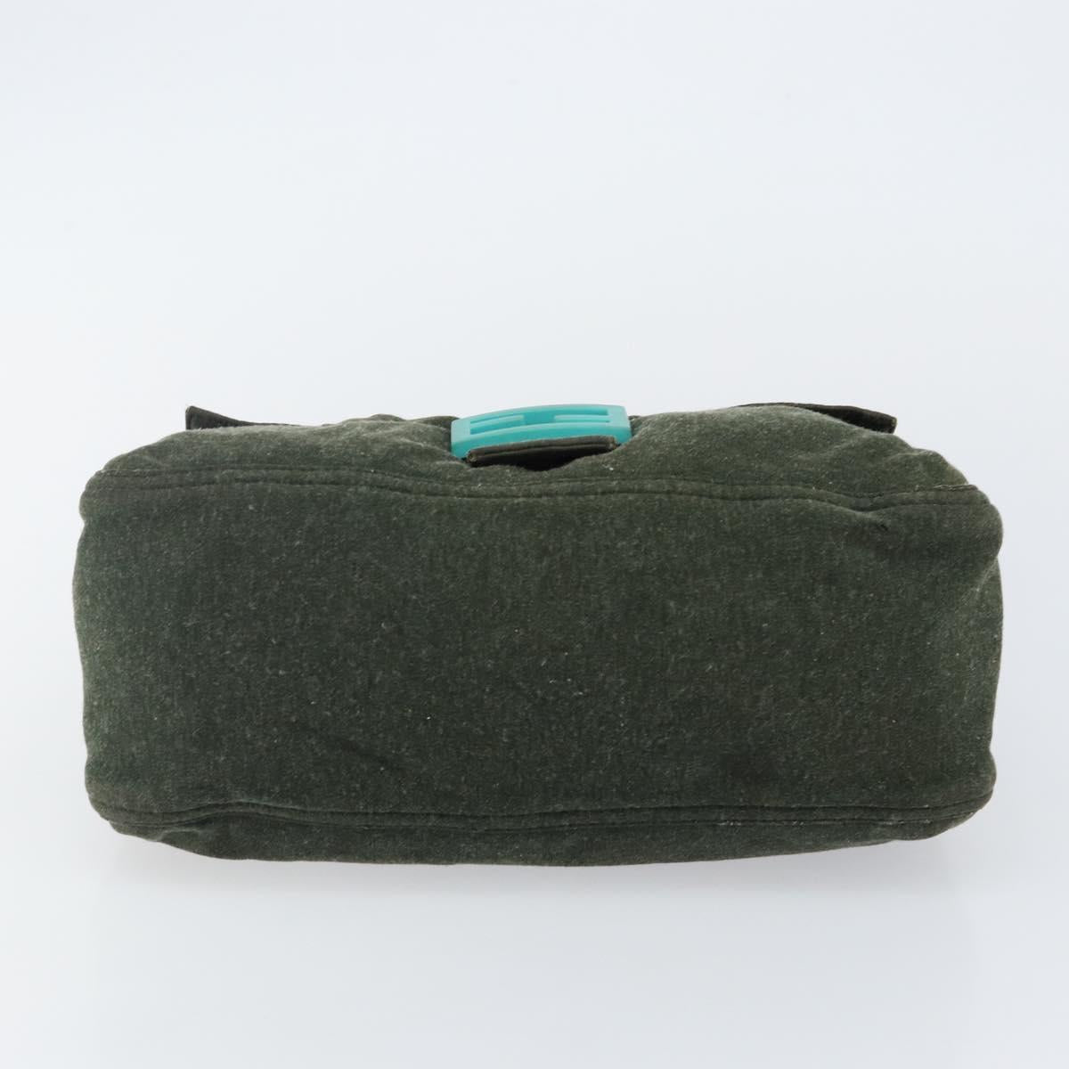 FENDI Mamma Baguette Shoulder Bag Wool Green Auth 143971