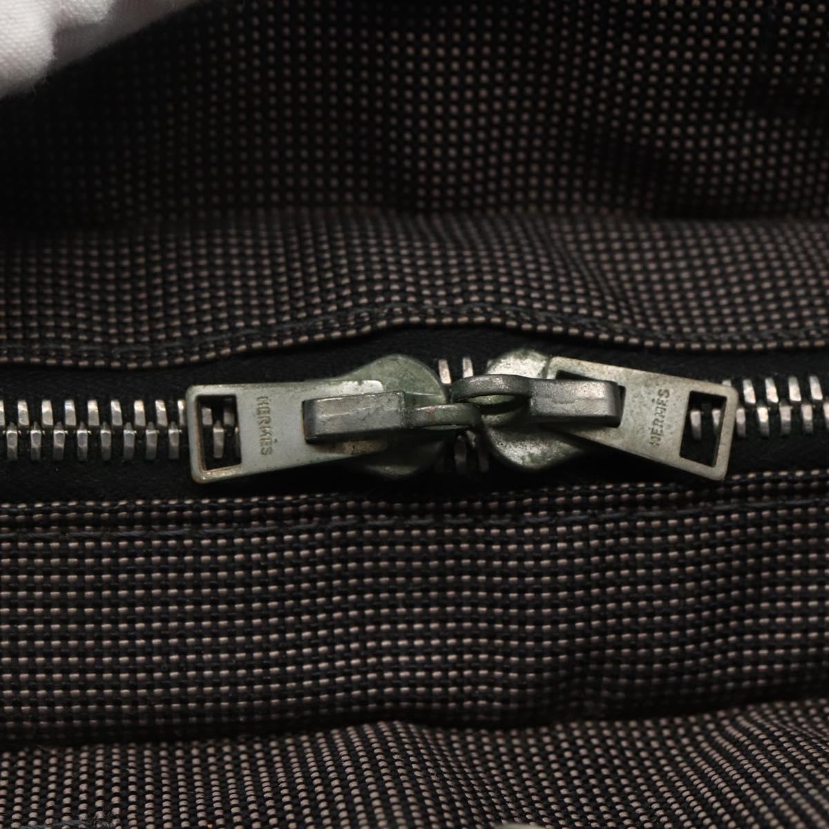 HERMES Her Line PM Hand Bag Canvas Gray Silver Auth 143972