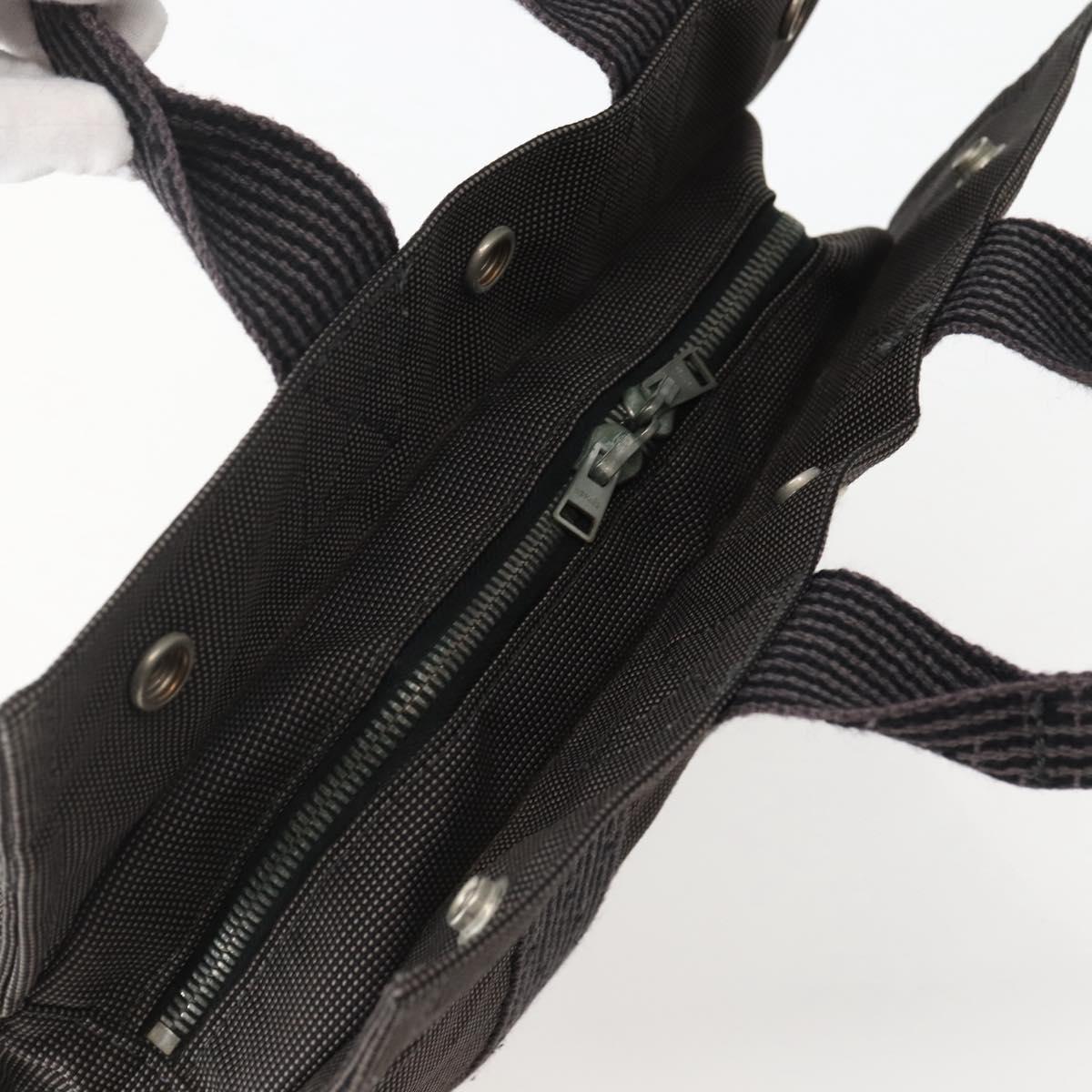 HERMES Her Line PM Hand Bag Canvas Gray Silver Auth 143972