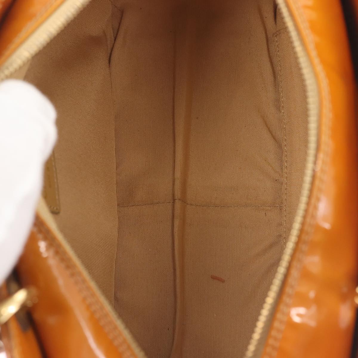 CHANEL Matelasse Chain Shoulder Bag Patent leather Beige Gold CC Auth 143975