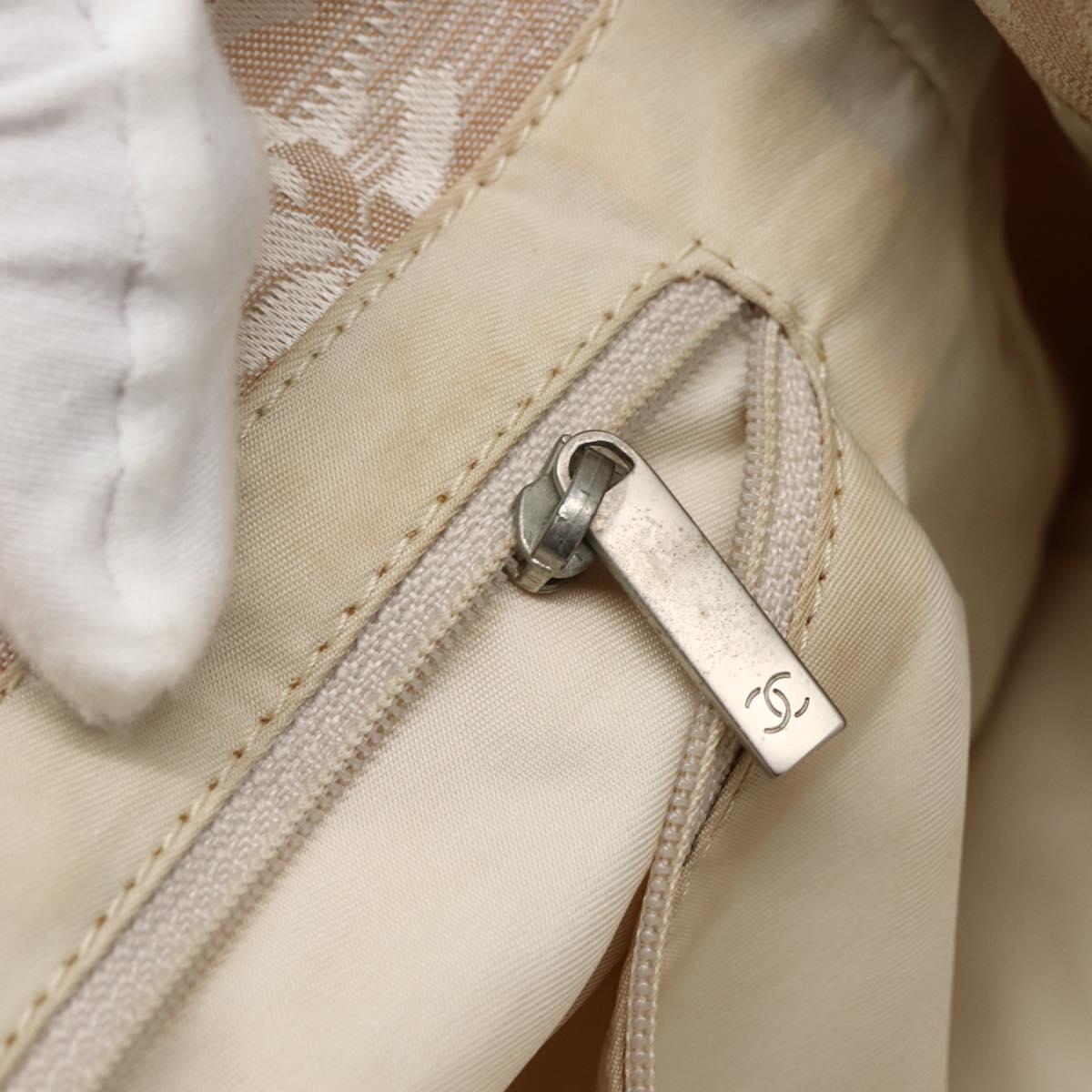 CHANEL New Travel Line Tote Bag Nylon Beige Gold CC Auth 143977