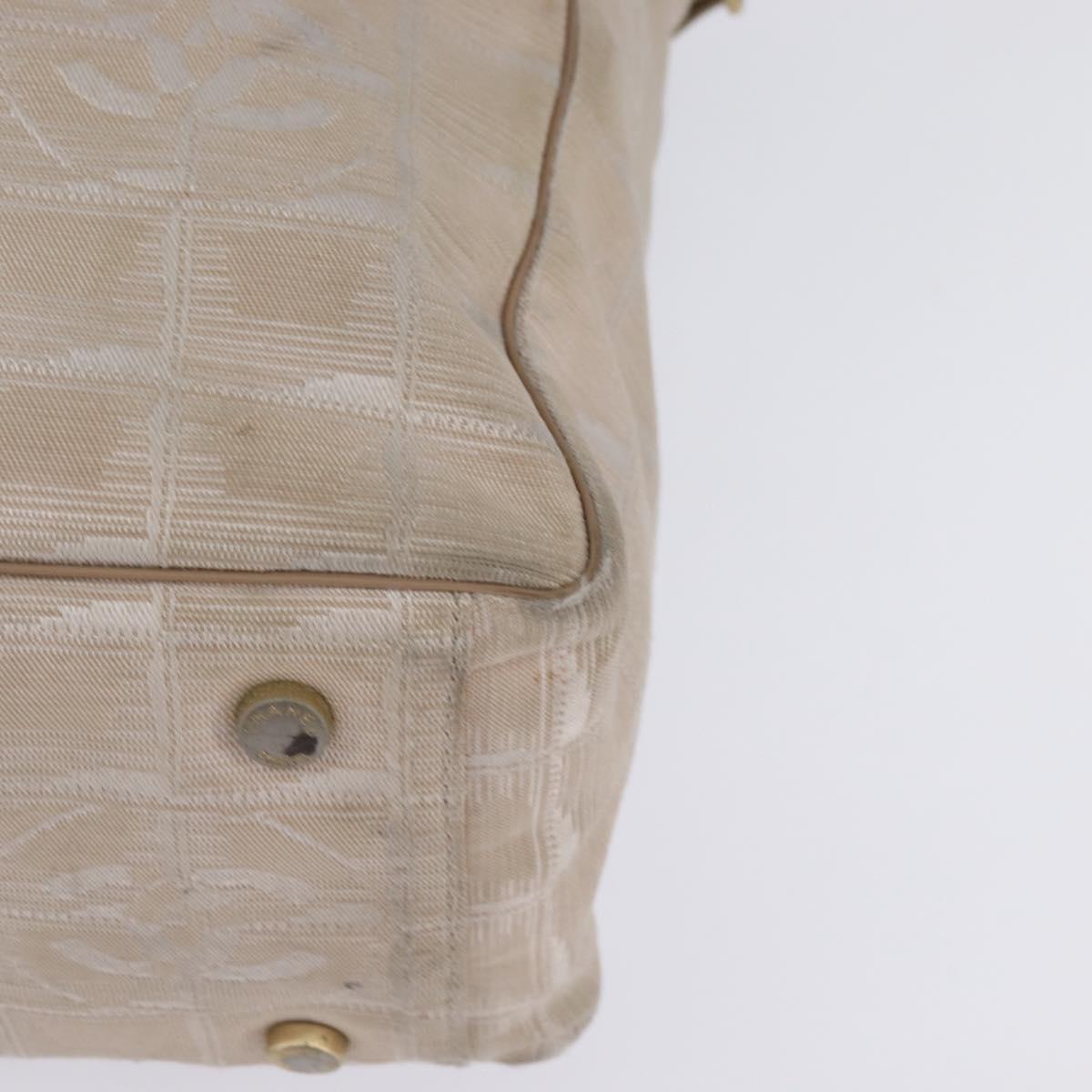 CHANEL New Travel line Tote Bag Nylon Beige Gold CC Auth 143978