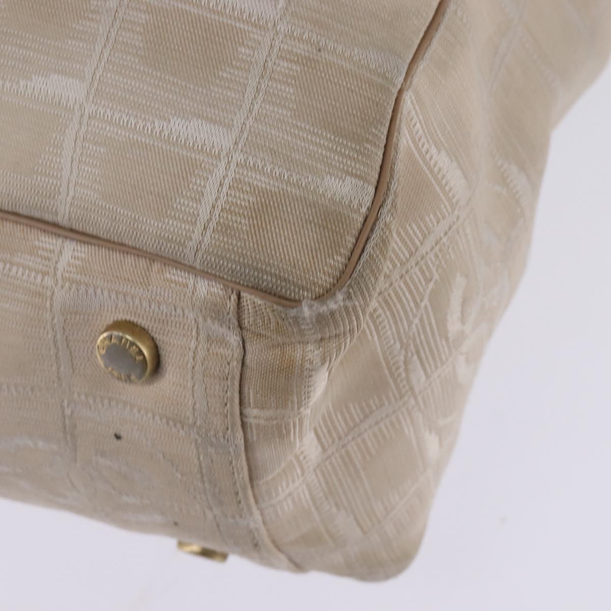 CHANEL New Travel line Tote Bag Nylon Beige Gold CC Auth 143978