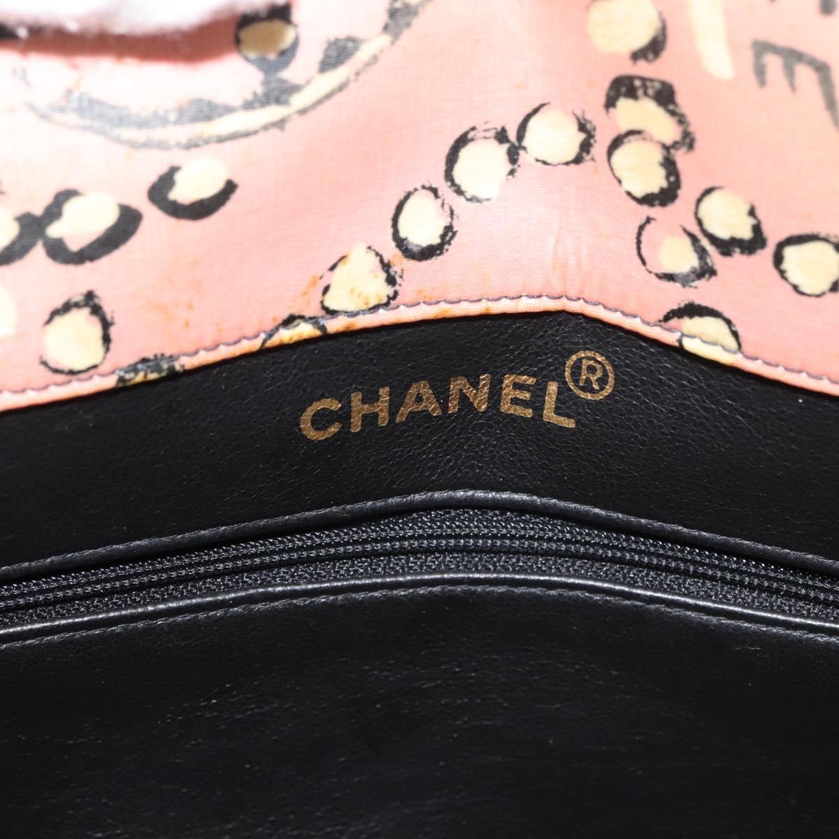 CHANEL Matelasse floral Pattern Chain Bag Coated Canvas Pink Gold CC Auth 143979