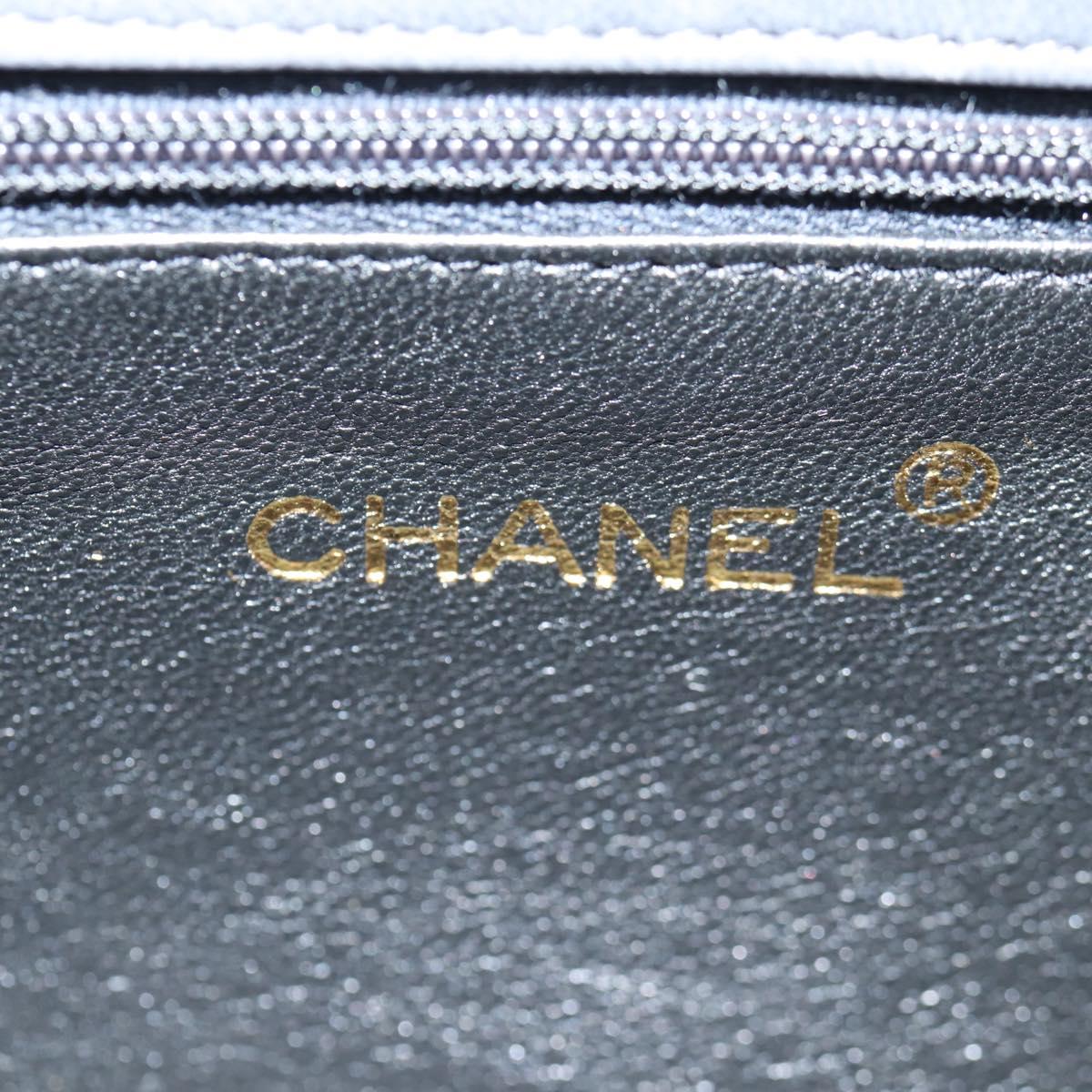 CHANEL Matelasse Camellia Chain Shoulder Bag Satin Gray Gold CC Auth 143981V
