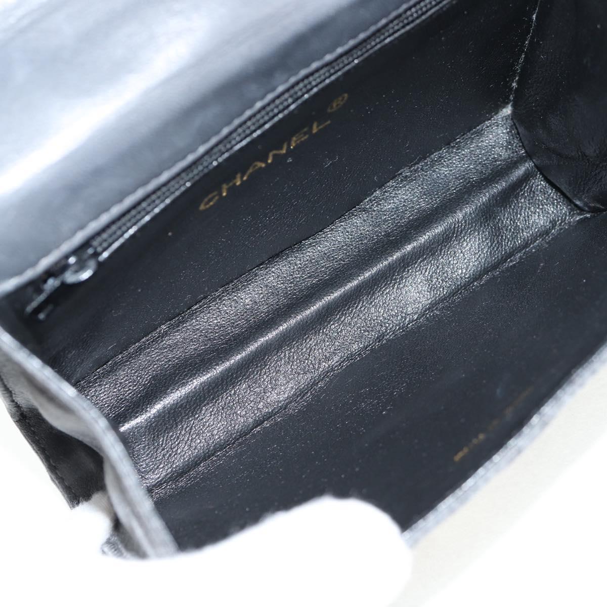 CHANEL Matelasse Camellia Chain Shoulder Bag Satin Gray Gold CC Auth 143981V