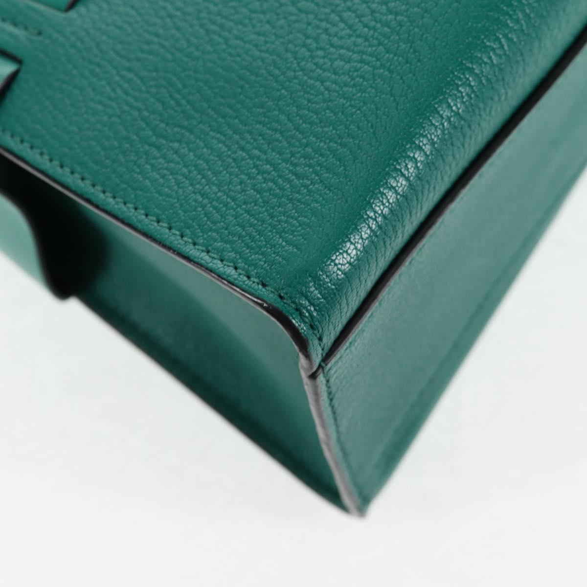 Miu Miu Matelasse Hand Bag Leather 2way Green Gold Auth 143983M