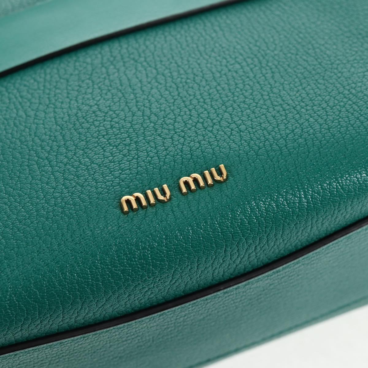 Miu Miu Matelasse Hand Bag Leather 2way Green Gold Auth 143983M