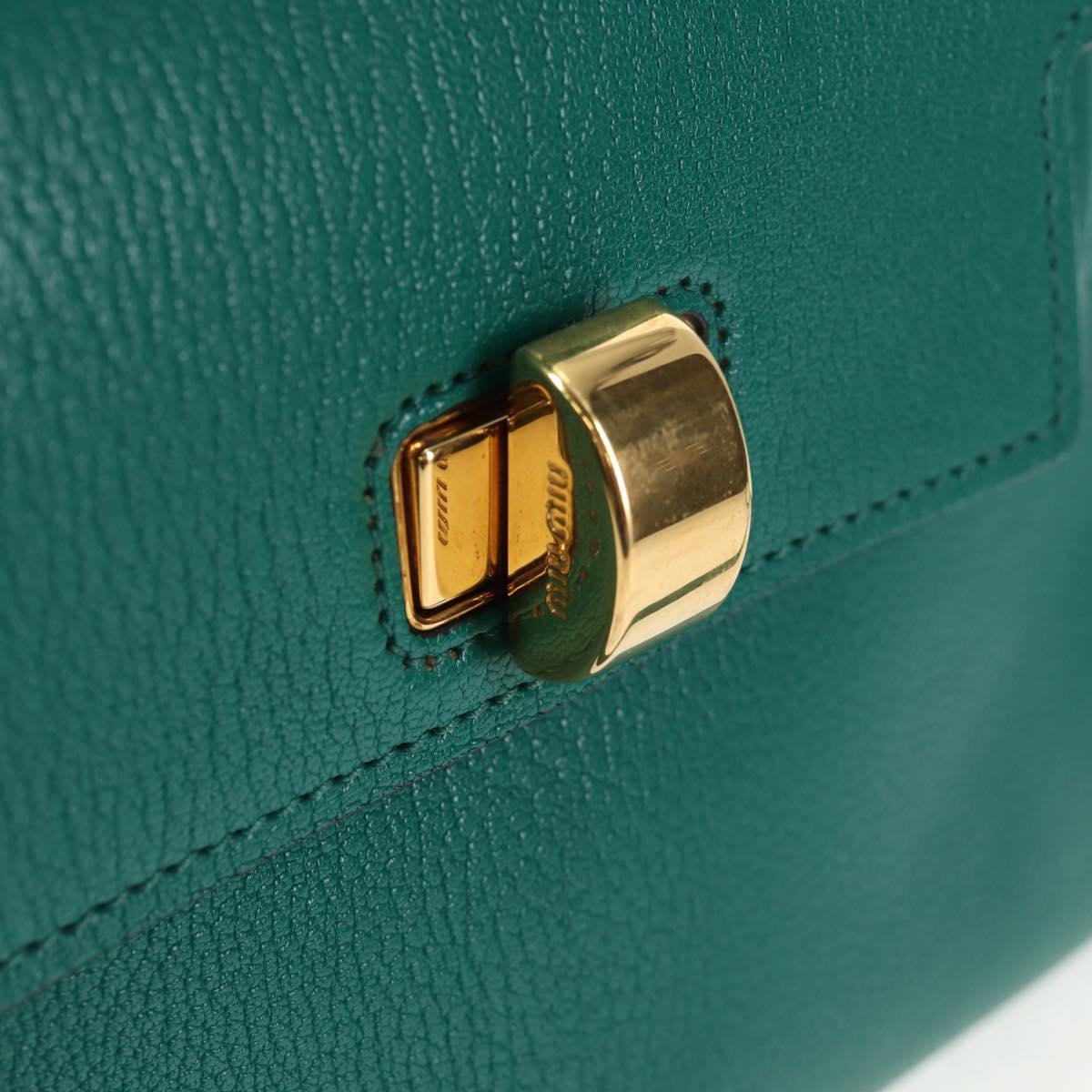Miu Miu Matelasse Hand Bag Leather 2way Green Gold Auth 143983M