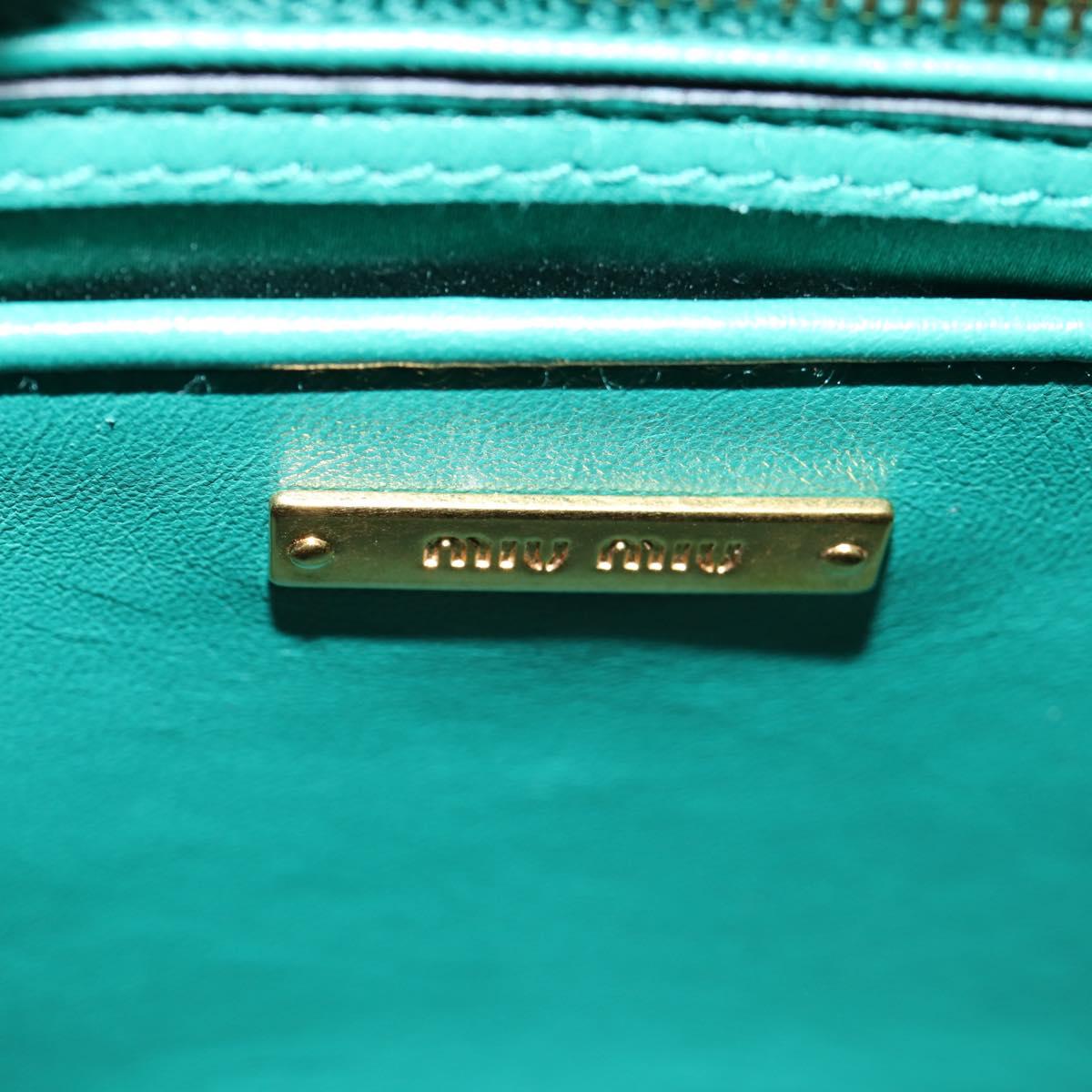 Miu Miu Matelasse Hand Bag Leather 2way Green Gold Auth 143983M