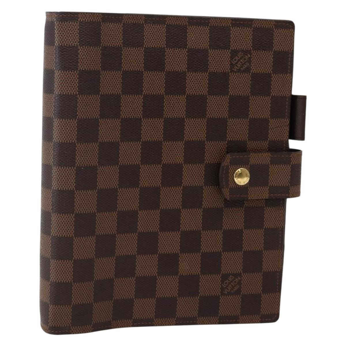 LOUIS VUITTON Damier Ebene Agenda GM Day Planner Cover R20107 LV Auth 143991