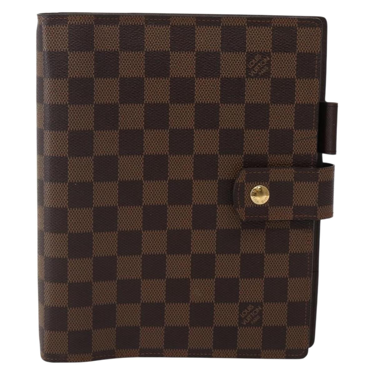 LOUIS VUITTON Damier Ebene Agenda GM Day Planner Cover R20107 LV Auth 143991