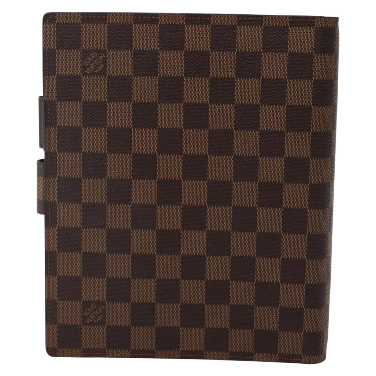 LOUIS VUITTON Damier Ebene Agenda GM Day Planner Cover R20107 LV Auth 143991