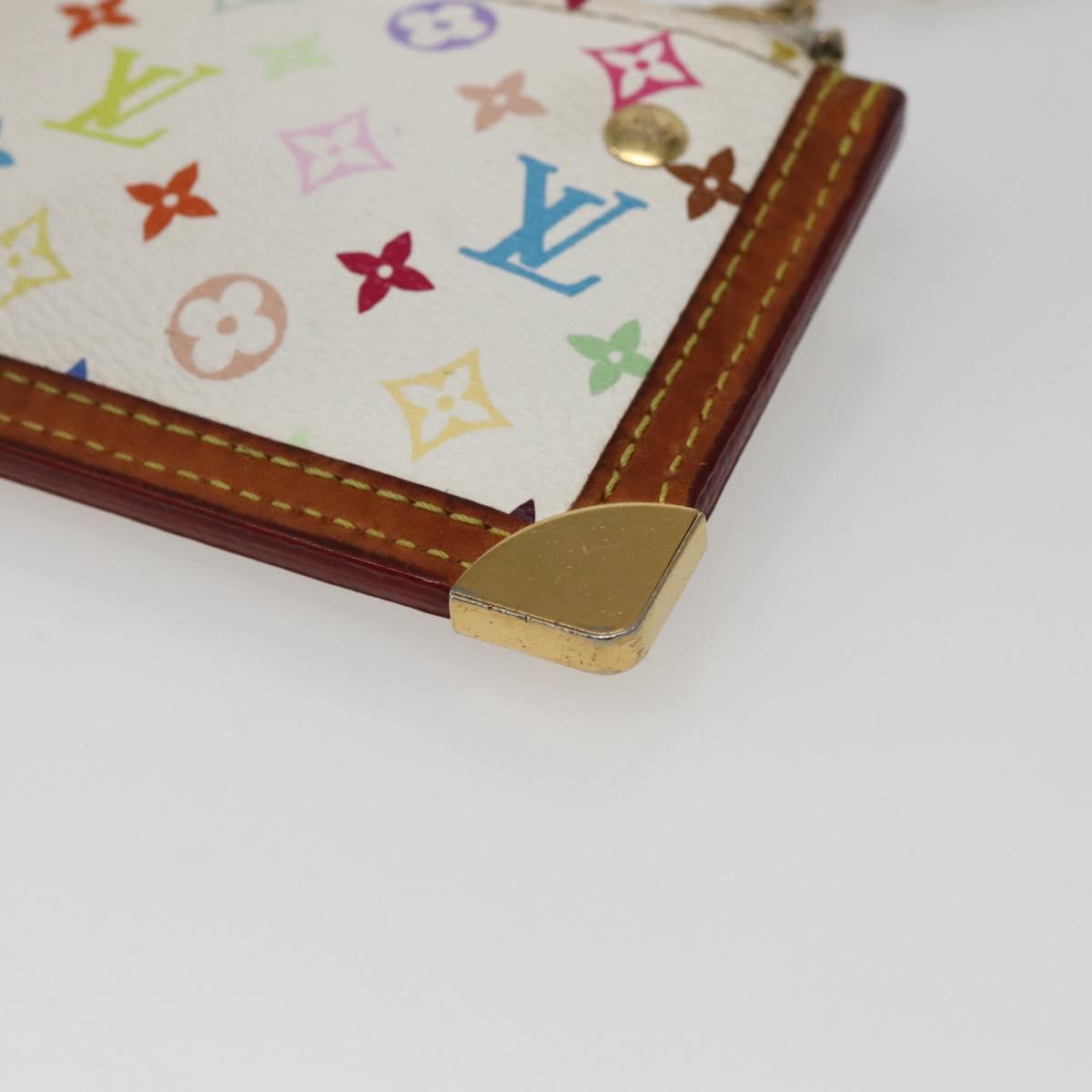 LOUIS VUITTON Multicolor Pochette Cles Coin Purse White M92655 LV Auth 143993