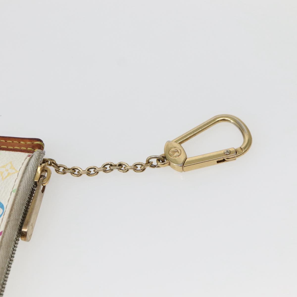 LOUIS VUITTON Multicolor Pochette Cles Coin Purse White M92655 LV Auth 143993