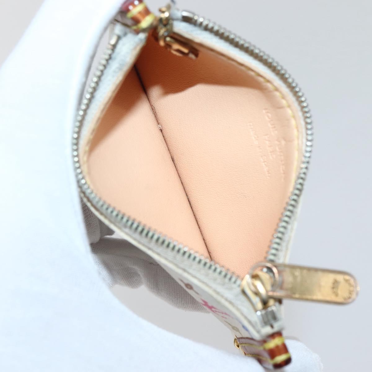 LOUIS VUITTON Multicolor Pochette Cles Coin Purse White M92655 LV Auth 143993