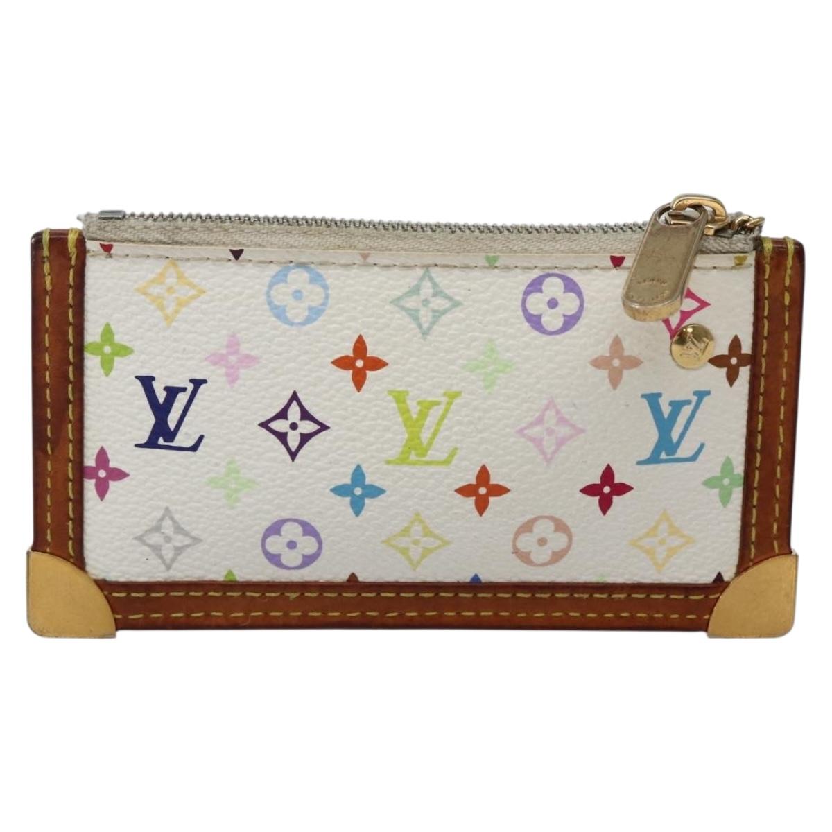 LOUIS VUITTON Multicolor Pochette Cles Coin Purse White M92655 LV Auth 143993