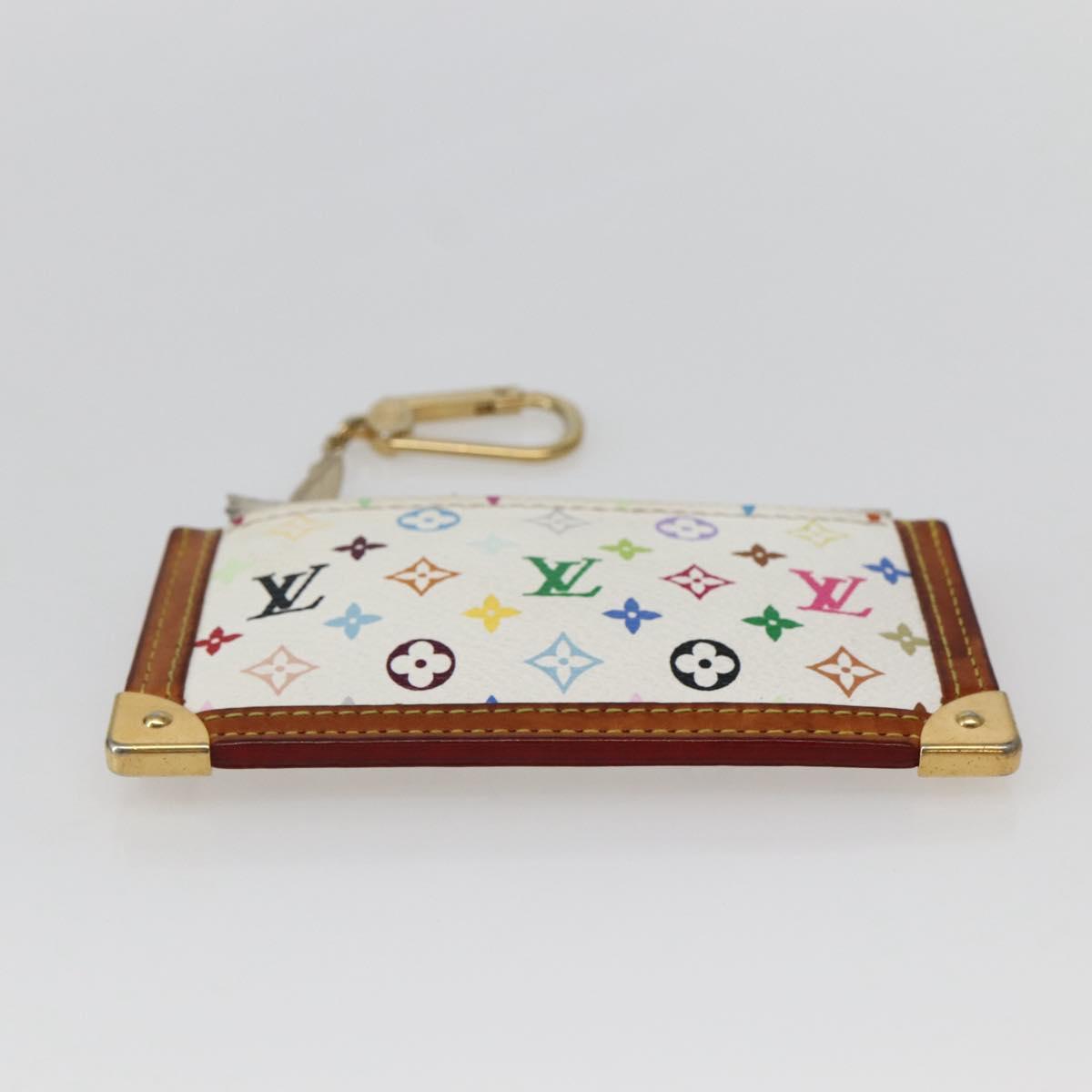 LOUIS VUITTON Multicolor Pochette Cles Coin Purse White M92655 LV Auth 143993
