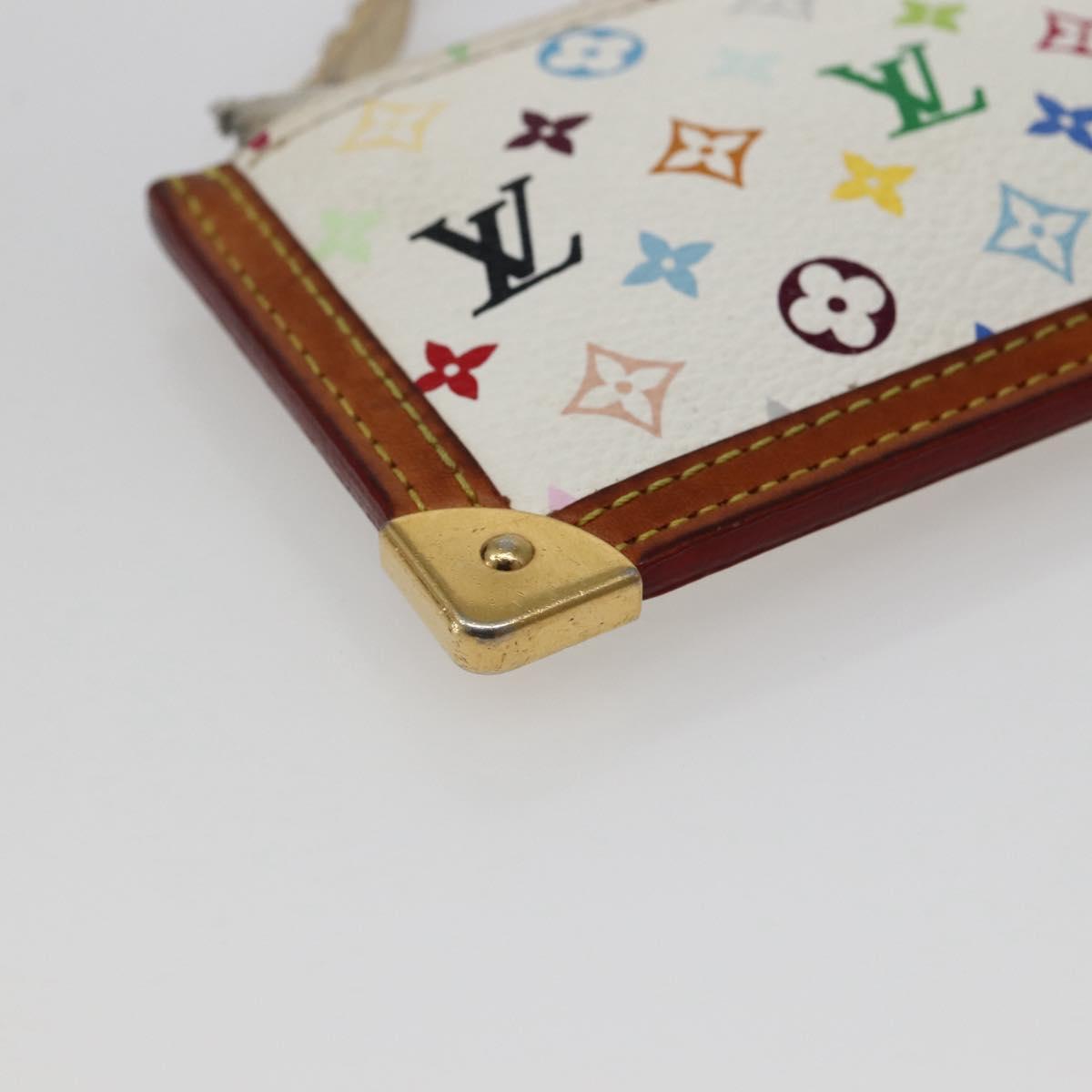 LOUIS VUITTON Multicolor Pochette Cles Coin Purse White M92655 LV Auth 143993
