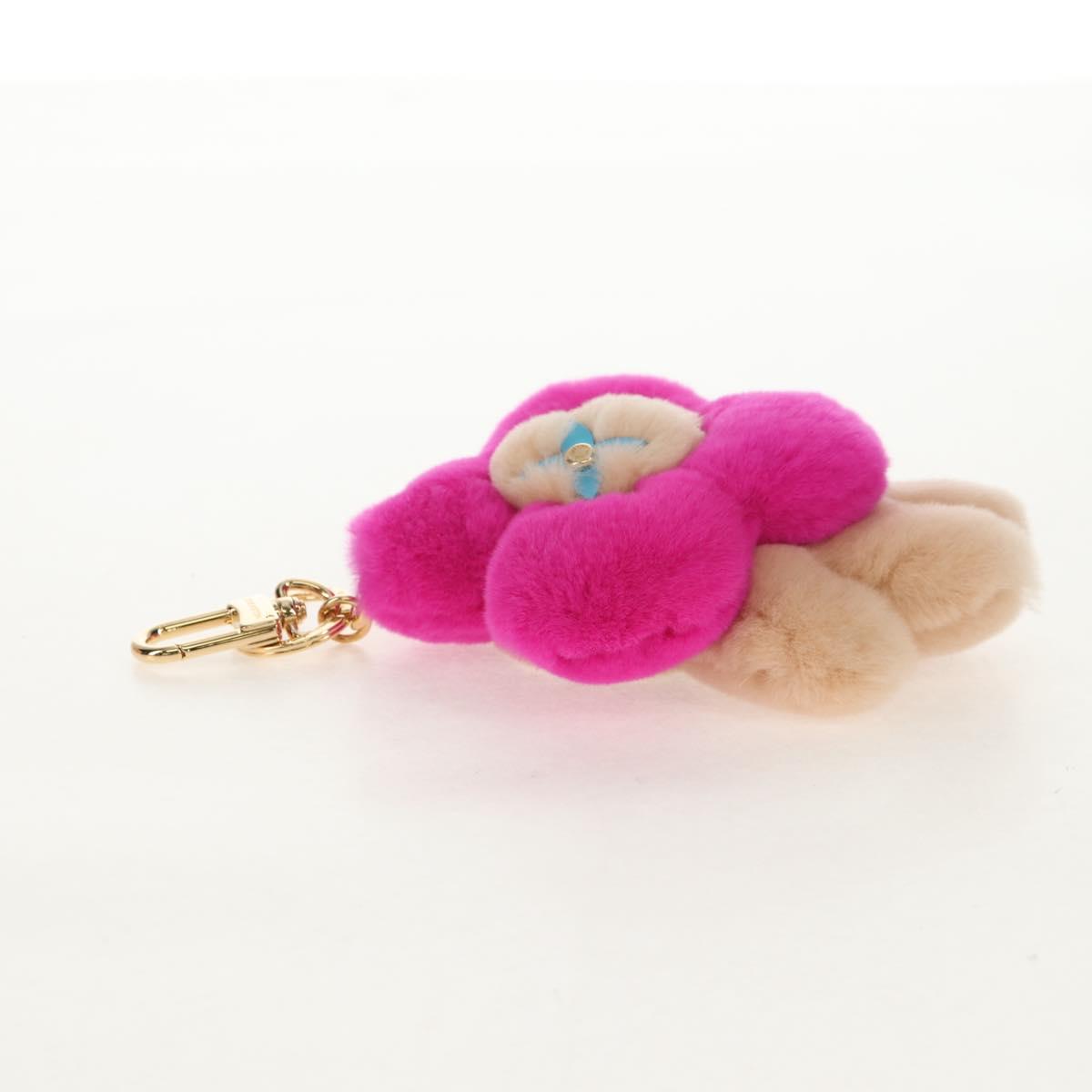 LOUIS VUITTON Vivienne Vison Bag Charm Fur Beige Pink M00870 LV Auth 144000SM