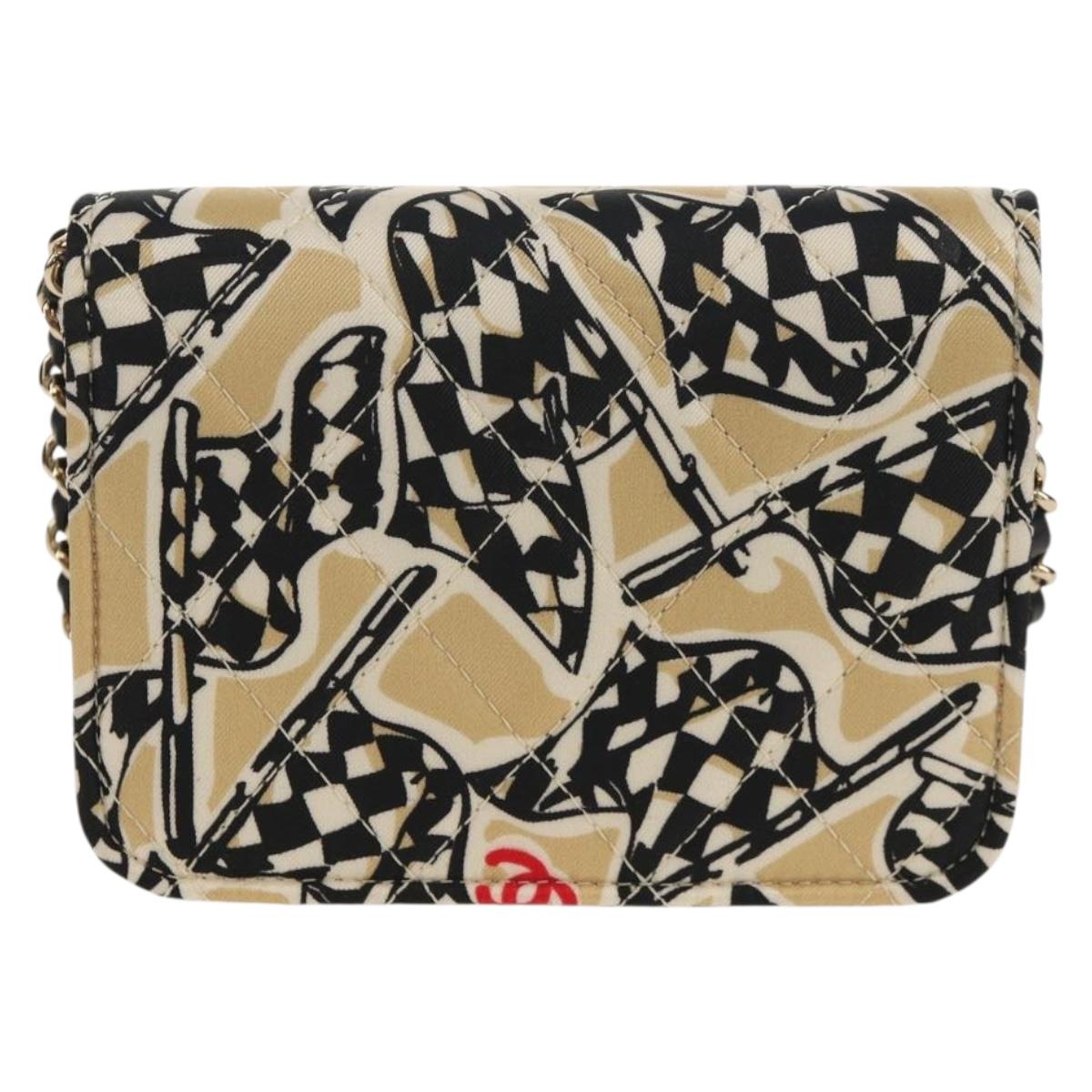 CHANEL Matelasse Chain Shoulder Bag Nylon Brown Gold CC Auth 144002AM