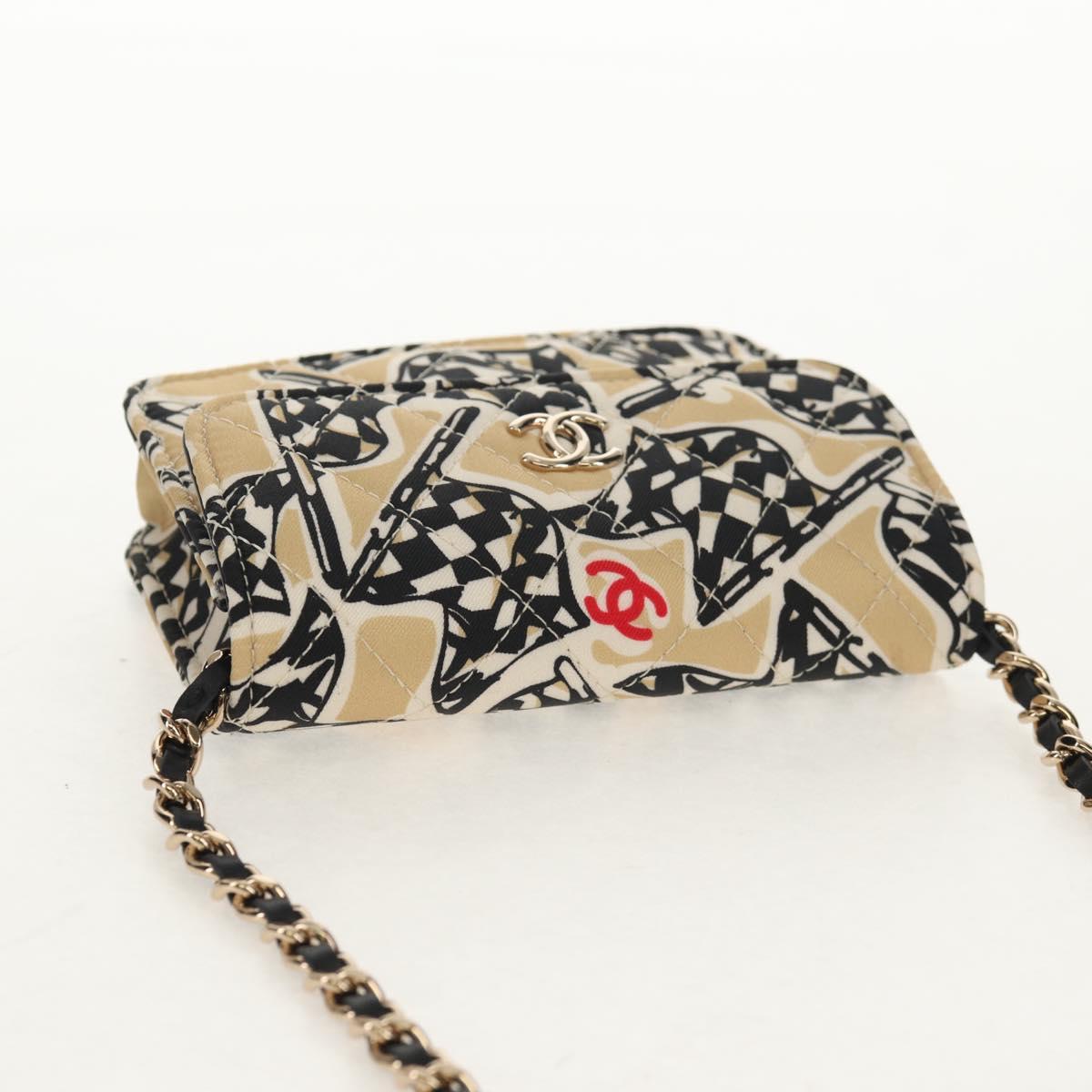 CHANEL Matelasse Chain Shoulder Bag Nylon Brown Gold CC Auth 144002M