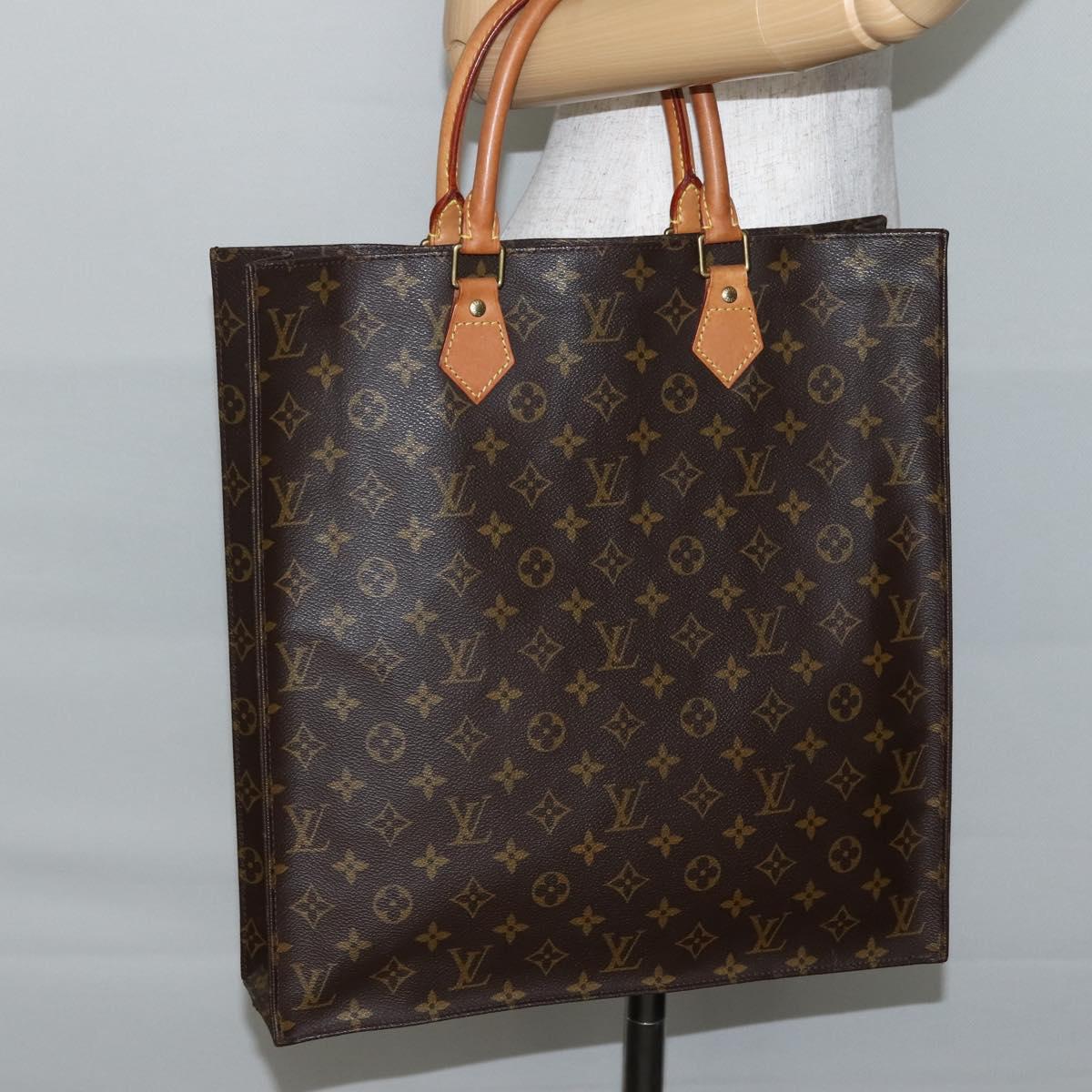 LOUIS VUITTON Monogram Sac Plat Hand Bag M51140 LV Auth 144010