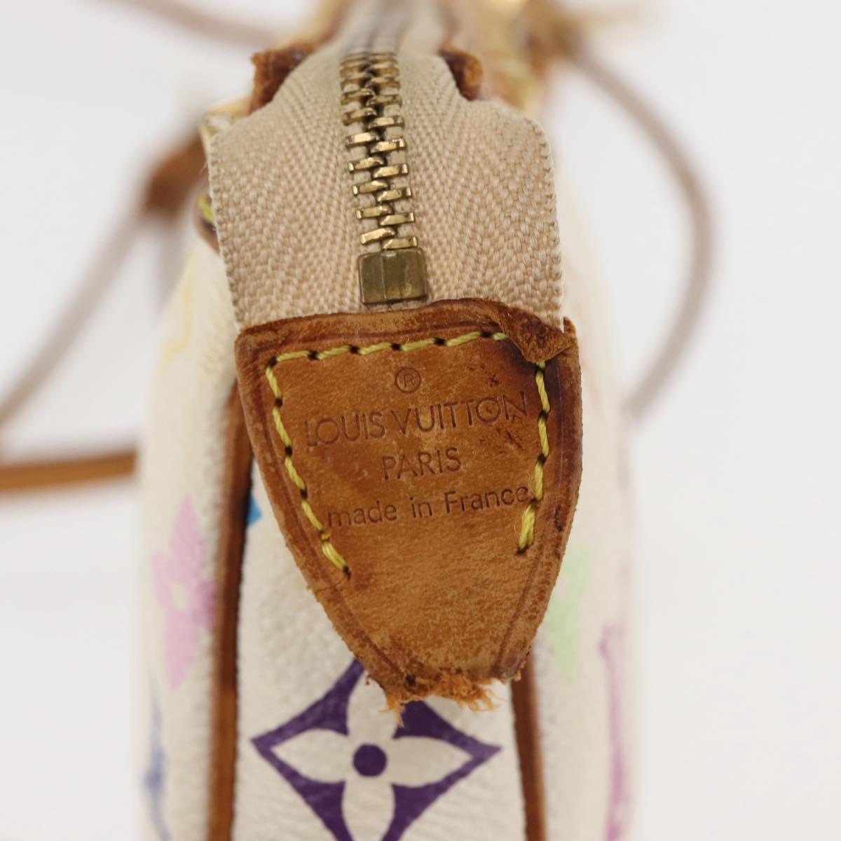 LOUIS VUITTON Multicolor Pochette Accessoires Pouch White M92649 LV Auth 144020