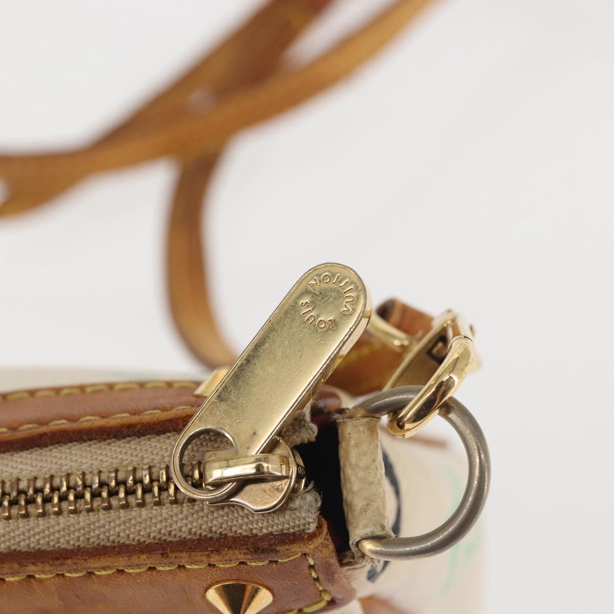 LOUIS VUITTON Multicolor Pochette Accessoires Pouch White M92649 LV Auth 144020