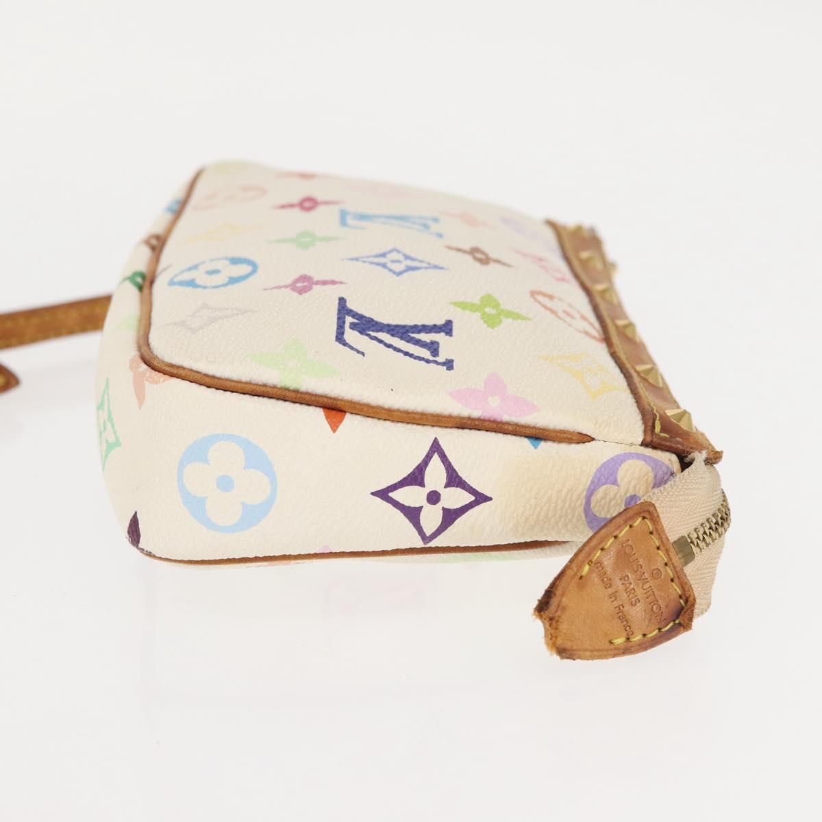 LOUIS VUITTON Multicolor Pochette Accessoires Pouch White M92649 LV Auth 144020