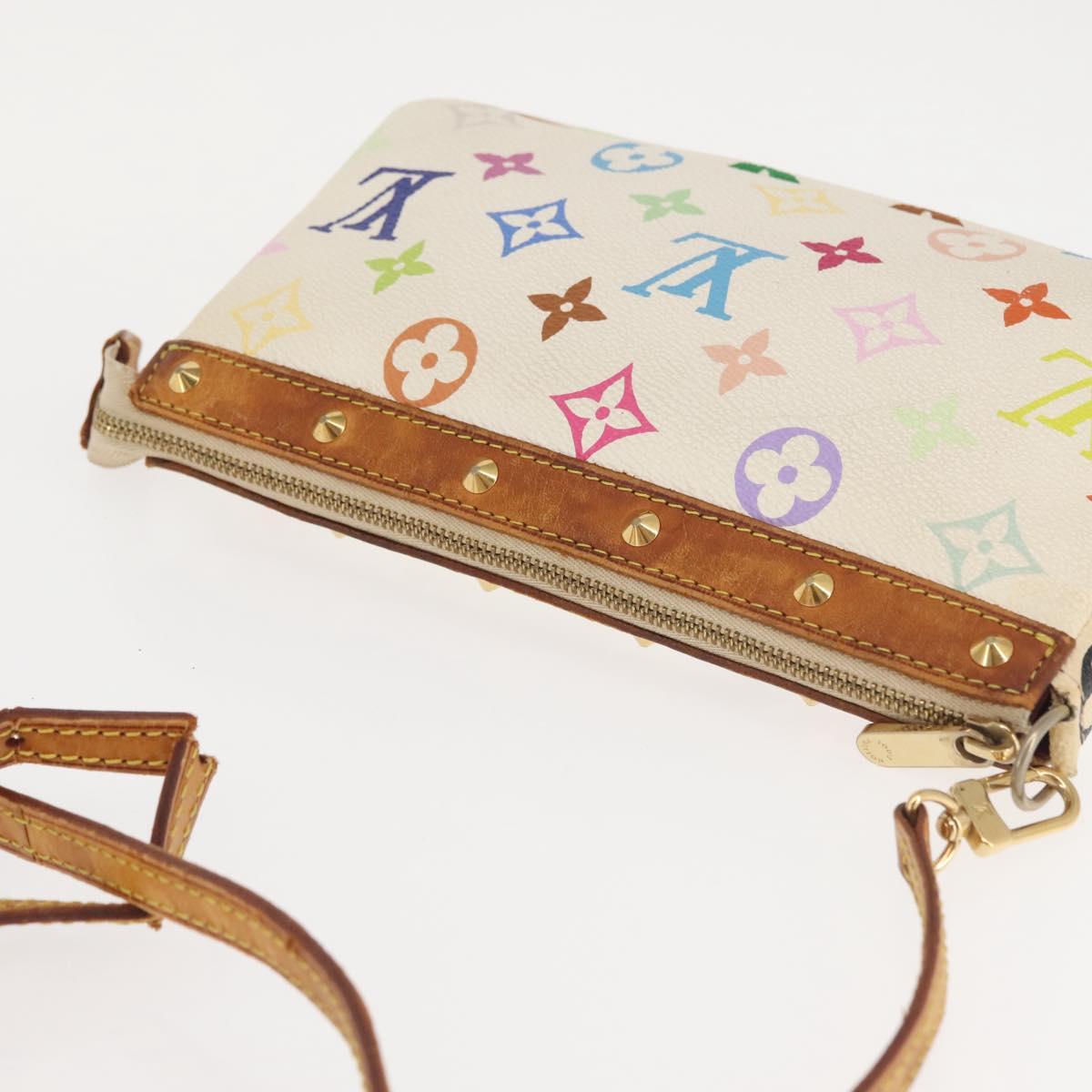 LOUIS VUITTON Multicolor Pochette Accessoires Pouch White M92649 LV Auth 144020