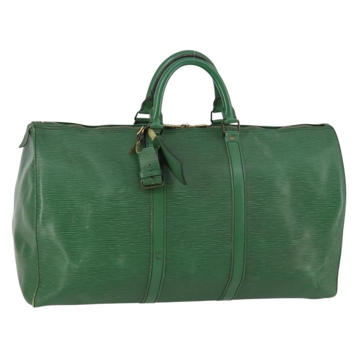 LOUIS VUITTON Epi Keepall 50 Boston Bag Green M42964 LV Auth 144025