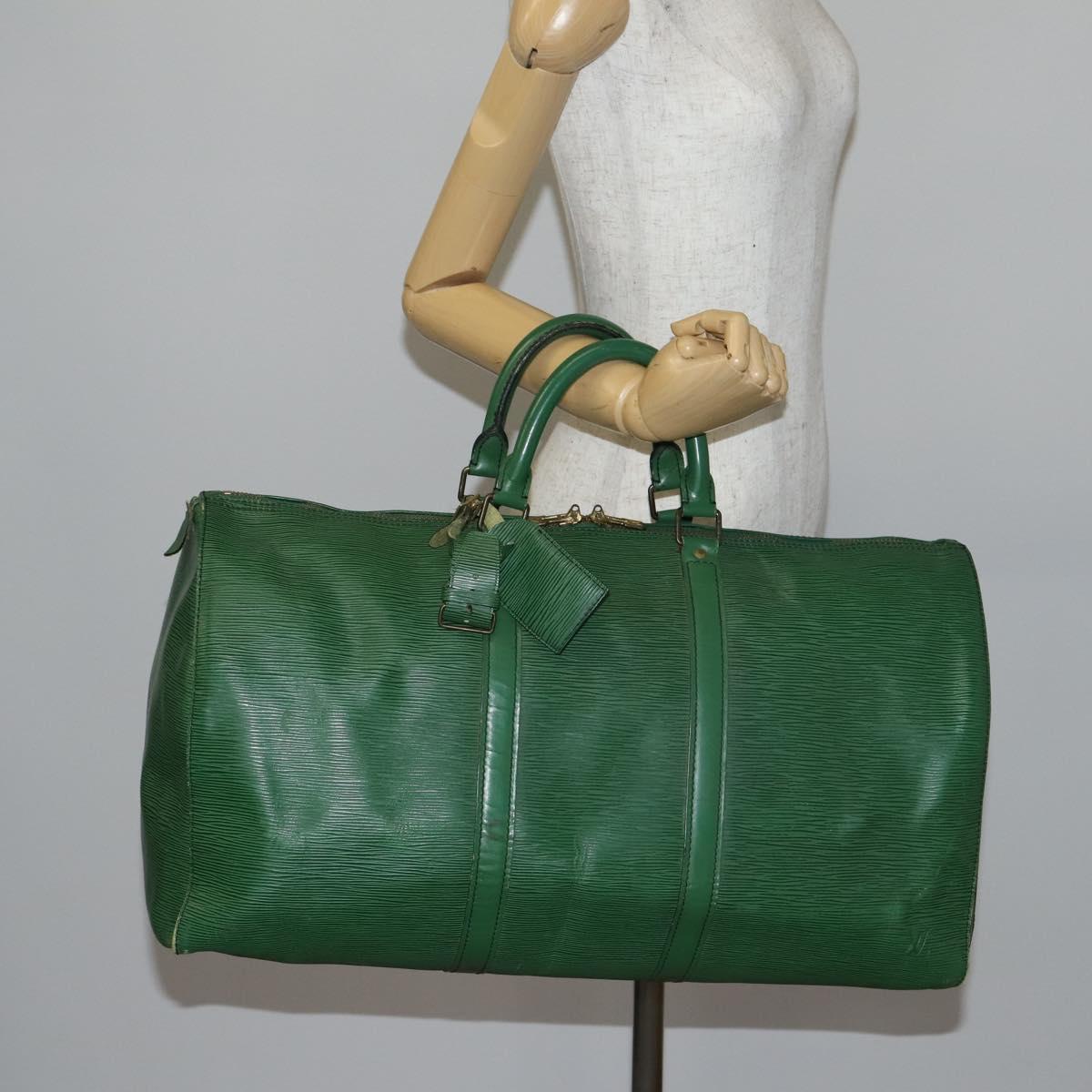 LOUIS VUITTON Epi Keepall 50 Boston Bag Green M42964 LV Auth 144025
