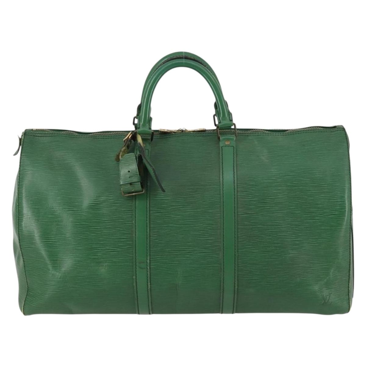 LOUIS VUITTON Epi Keepall 50 Boston Bag Green M42964 LV Auth 144025
