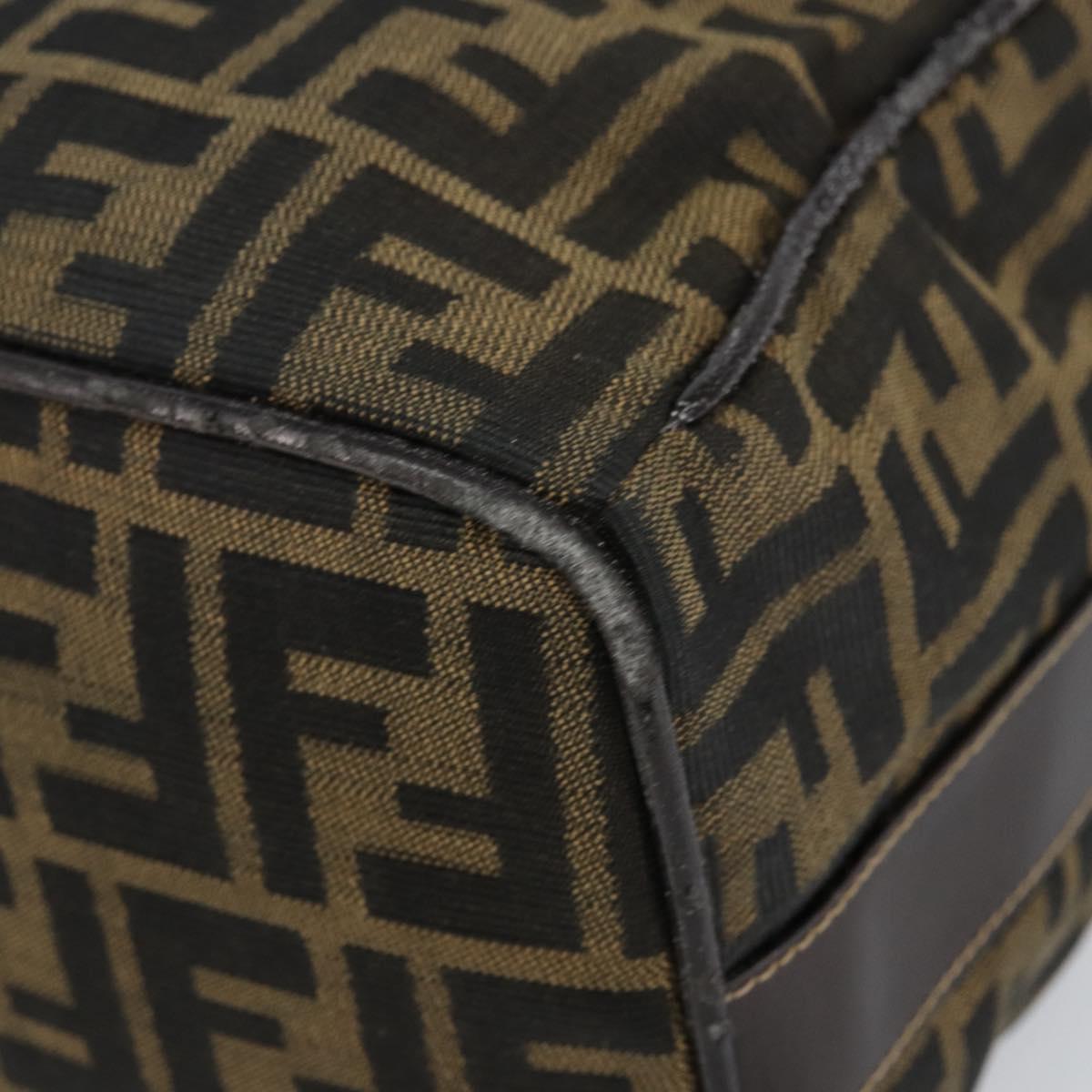 FENDI Zucca Canvas Vanity Bag Black Brown gold Auth 144081